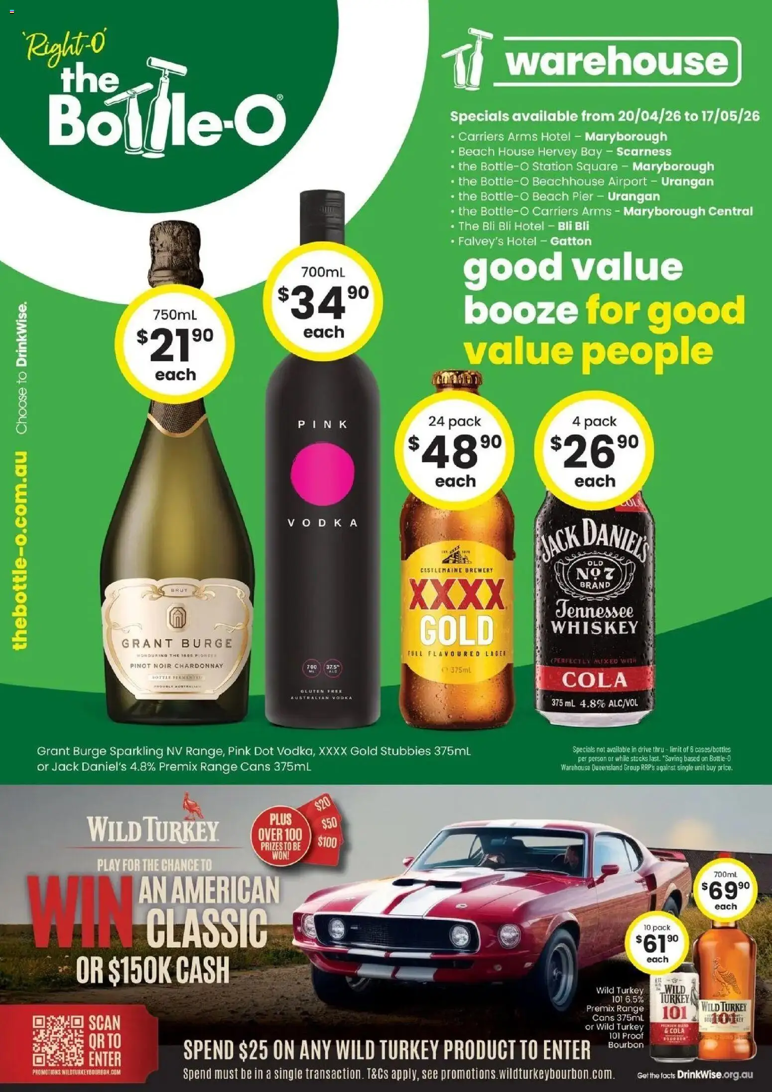 The Bottle-O catalogue - valid from 19.04.2026 | Page: 1 | Products: Bourbon, Vodka, Whiskey, Turkey