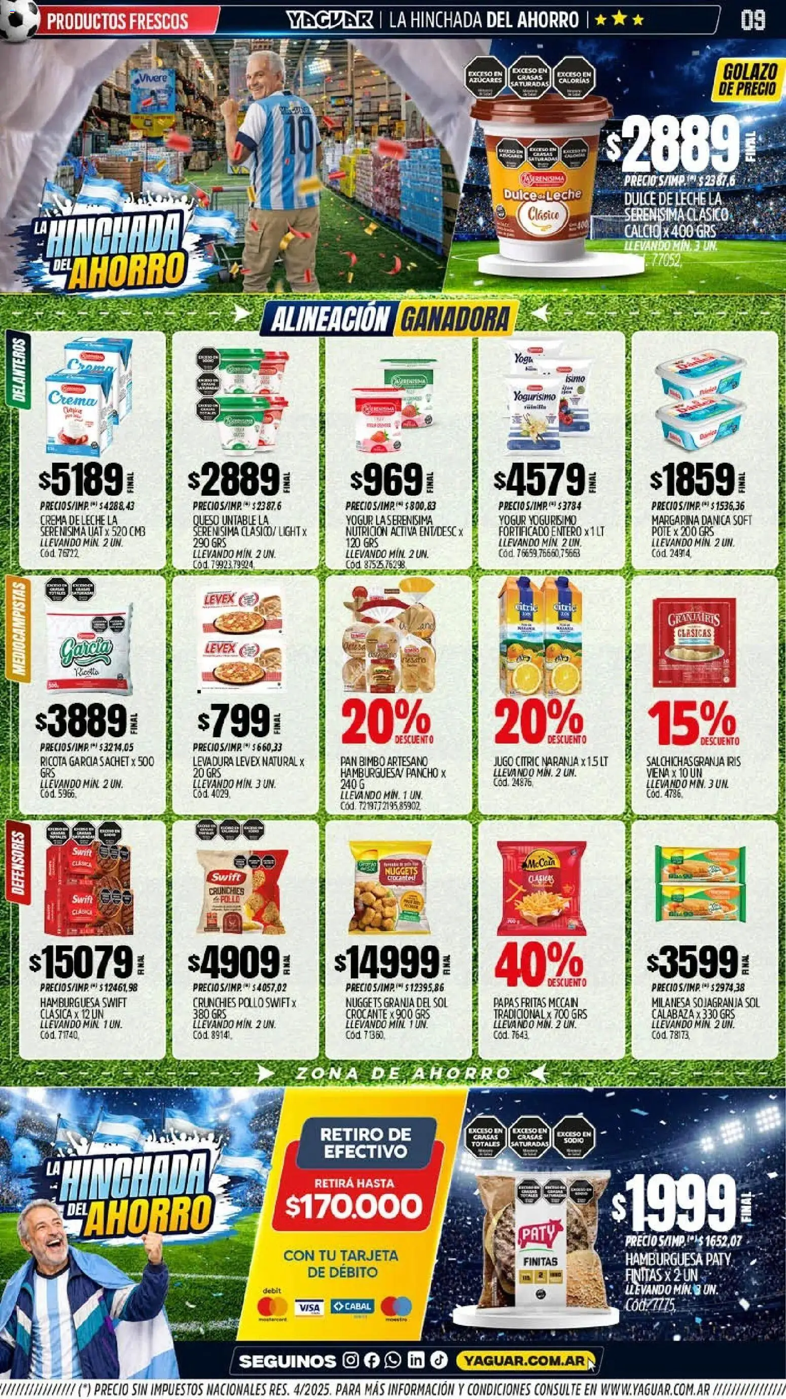 Yaguar catálogo │ válido desde el 08.06.2026 | Página: 9 | Productos: Pollo, Milanesa, Margarina, Papas fritas