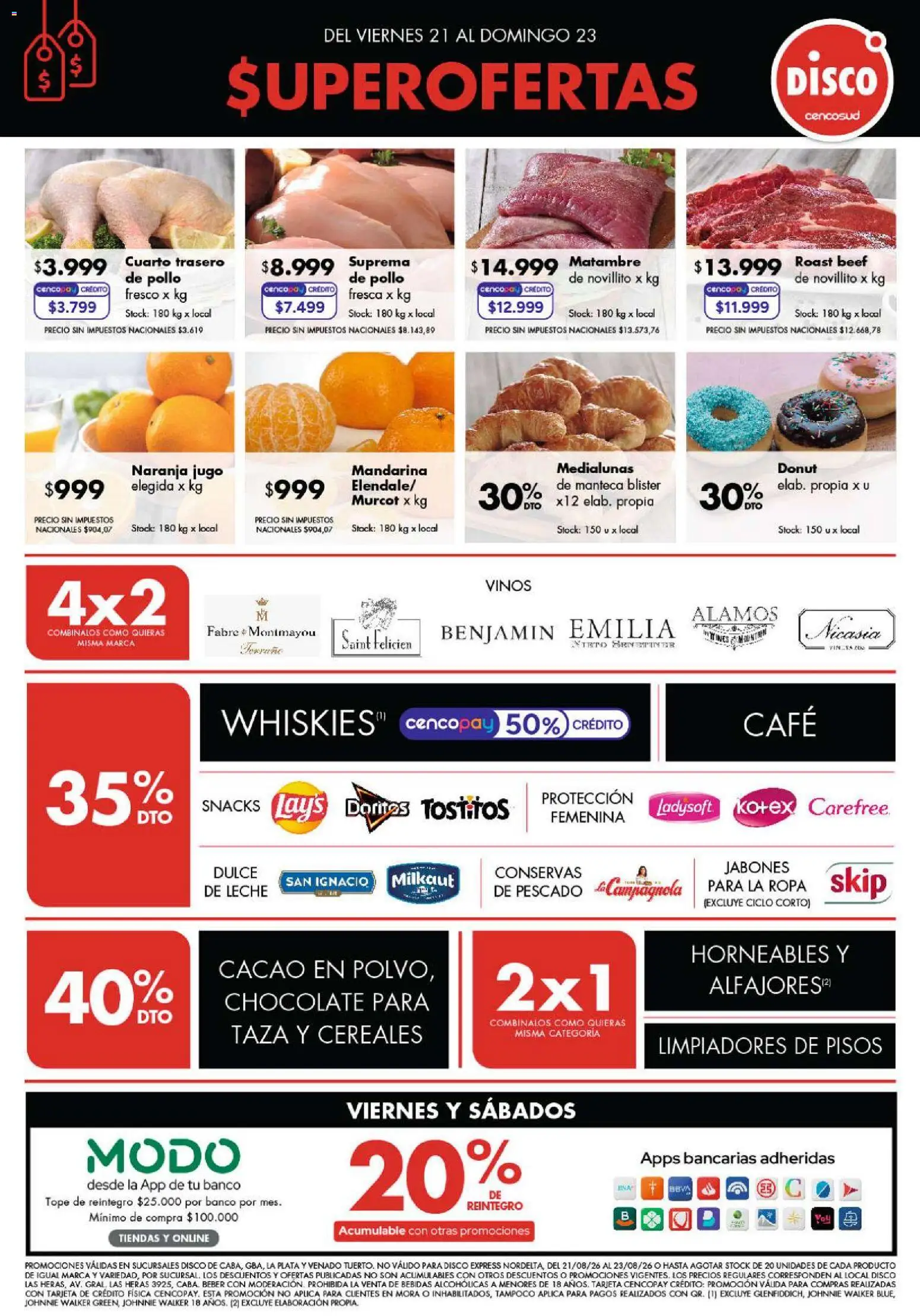 Disco ofertas │ válido desde el 20/08/2026 | Página: 1 | Productos: Donut, Disco, Manteca, Jugo