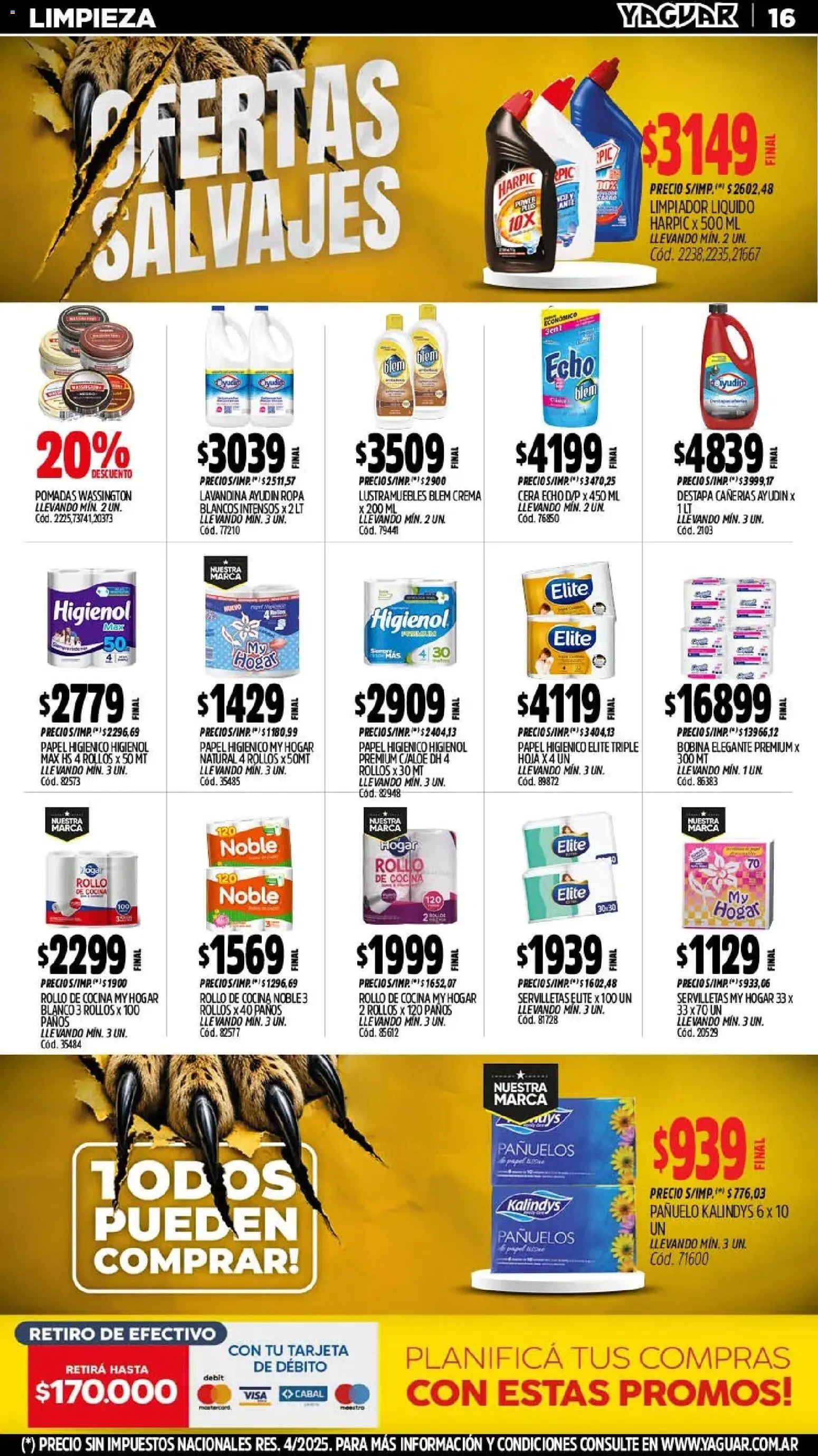 Yaguar - Oferta Semanal Mar del Plata │ válido desde el 03/08/2026 | Página: 16 | Productos: Lustramuebles, Pañuelo, Cocina, Limpiador
