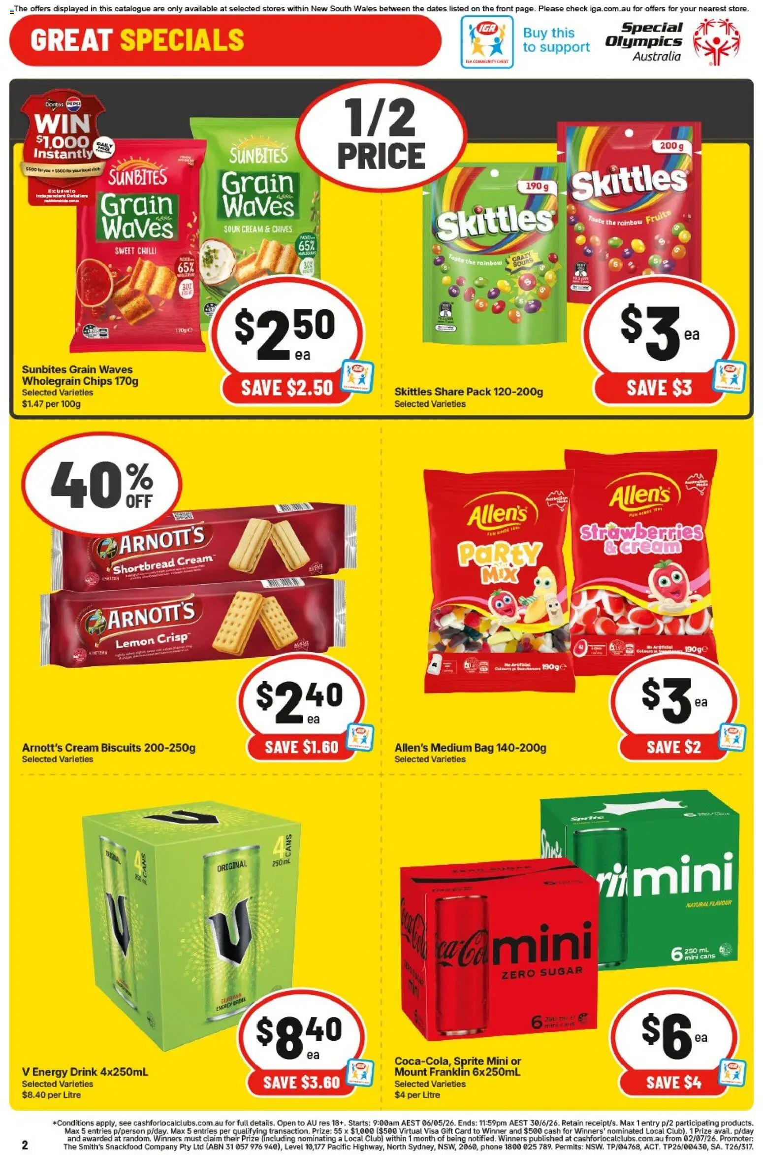IGA catalogue - valid from 13.05.2026 | Page: 2 | Products: Energy drink, Chips, Lemon, Bag