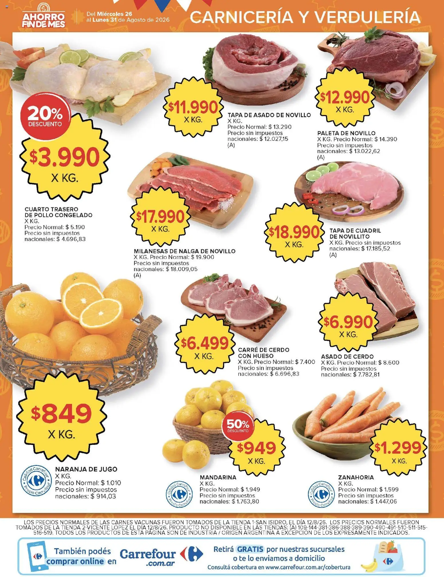 Carrefour ofertas │ válido desde el 26/08/2026 | Página: 4 | Productos: Cuadril, Pollo, Té, Zanahoria