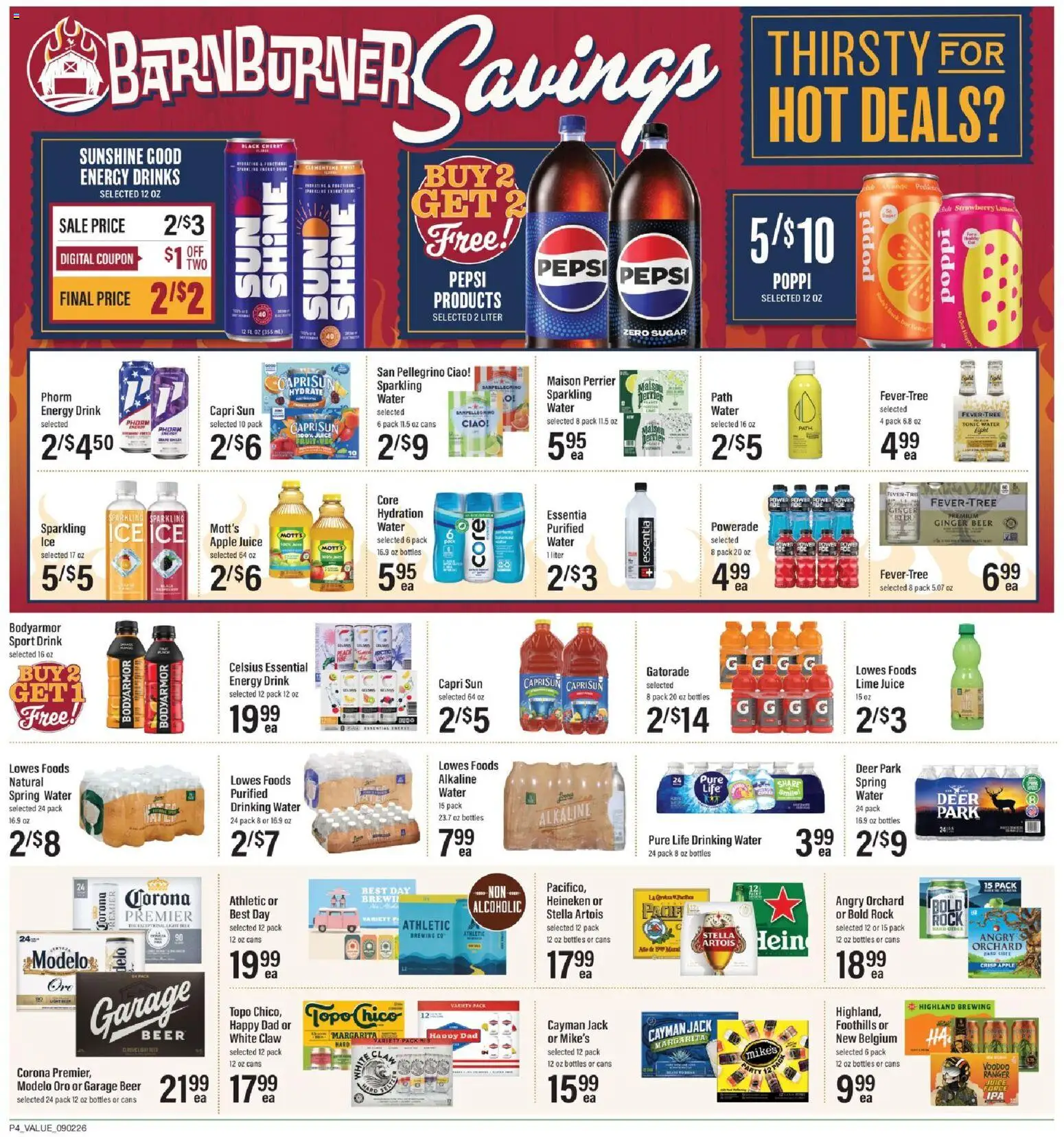 Lowes Foods Weekly Ad - valid from 09/02/2026 | Page: 5 | Products: Beer, Water, Ice, Lime juice
