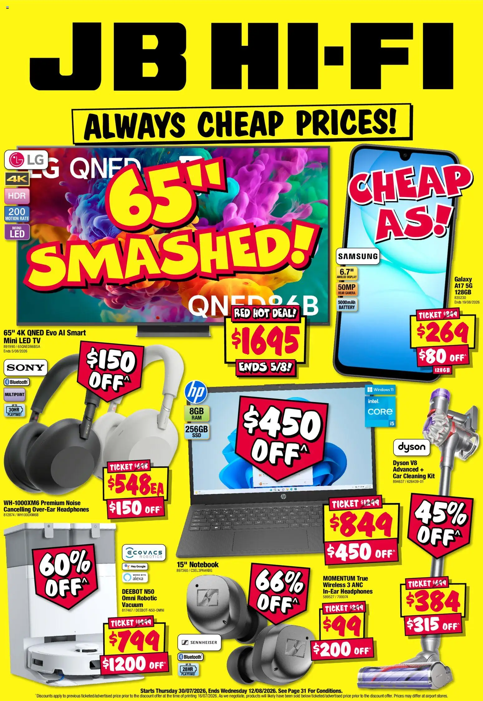 JB Hi-Fi catalogue - valid from 30/07/2026 | Page: 1 | Products: Battery, Notebook, Tv, Camera