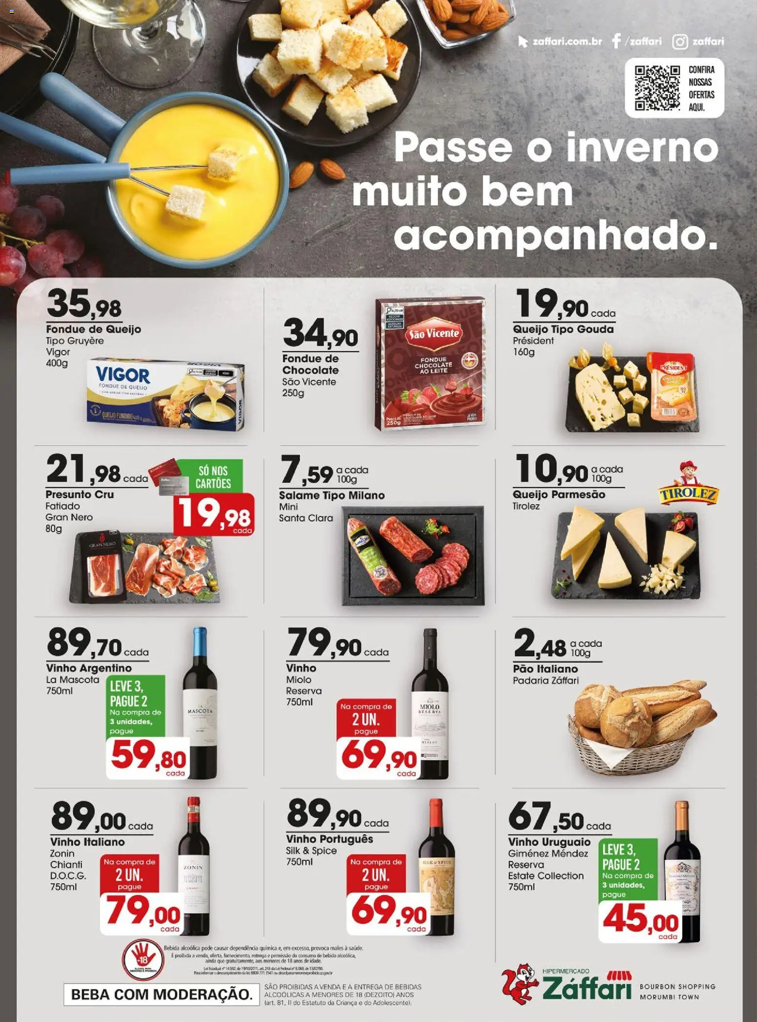 Zaffari Folheto - válido de 30/06/2026 | Página: 16 | Produtos: Salame, Presunto cru, Vinho, Parmesão