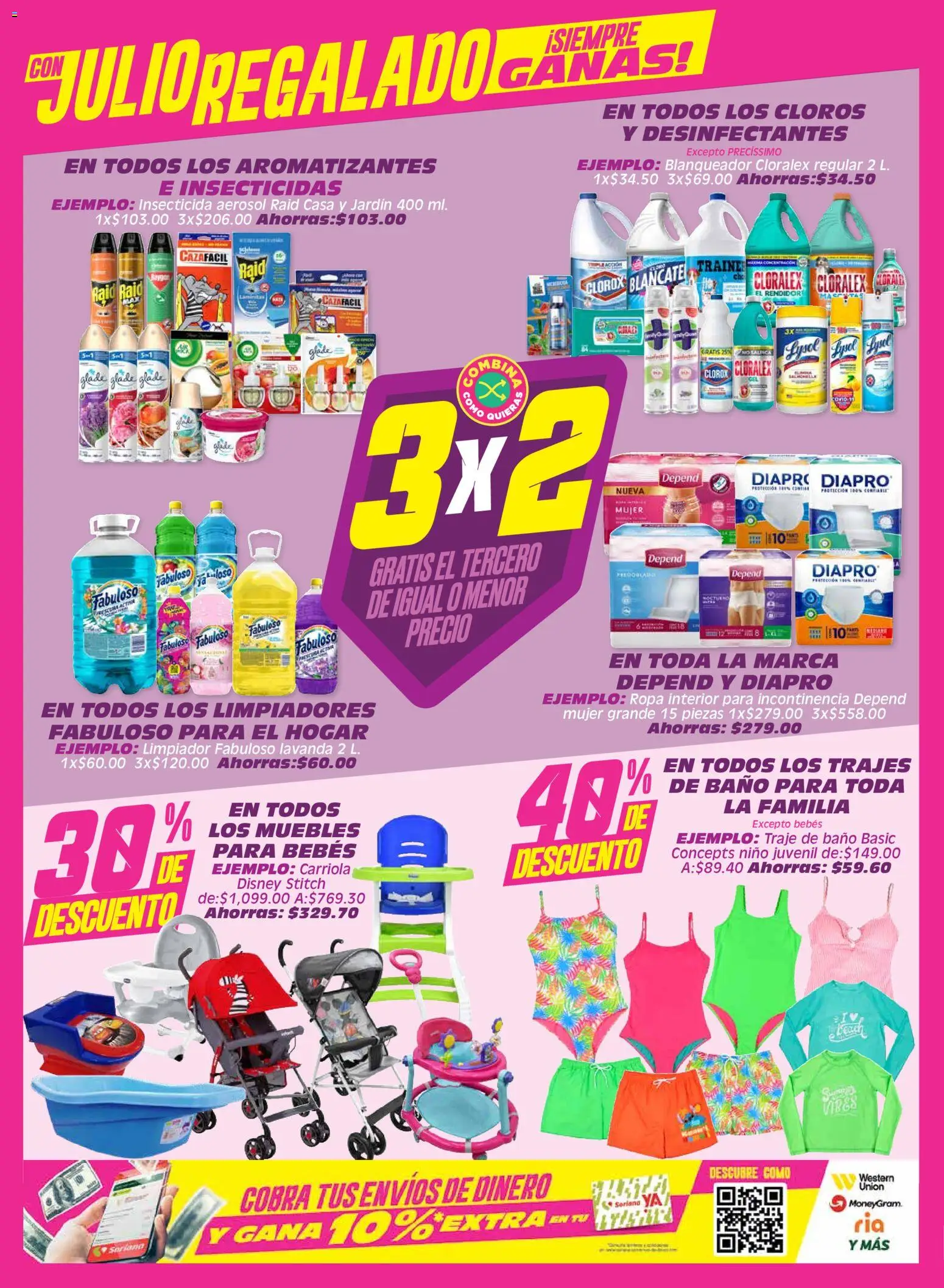 Nuevas ofertas de Soriana válidas en toda la República Mexicana desde el 29.05.2026. ¡Encuentra las mejores ofertas en Soriana folleto! | Página: 5 | Productos: Carriola, Traje, Limpiador, Traje de baño
