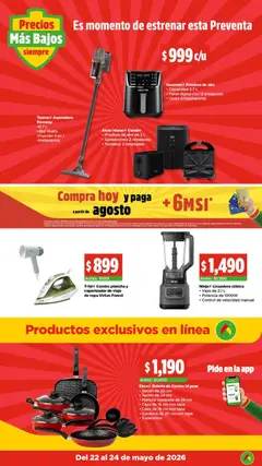 Vista previa de Bodega Aurrerá folleto El precio más bajo de México, nuevo folleto de la tienda, válido en México a partir del 22.05.2026 | Página: 17 | Productos: Freidora de aire, Plancha, Batería, Sartén