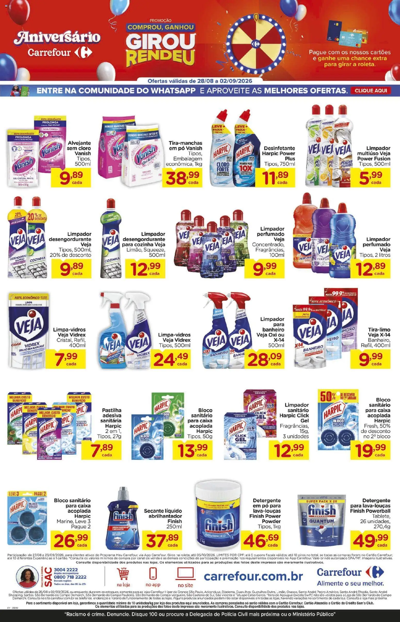 Carrefour Folheto - válido de 28/08/2026 | Página: 11 | Produtos: Bloco sanitário, Perfume, Abrilhantador, Vanish