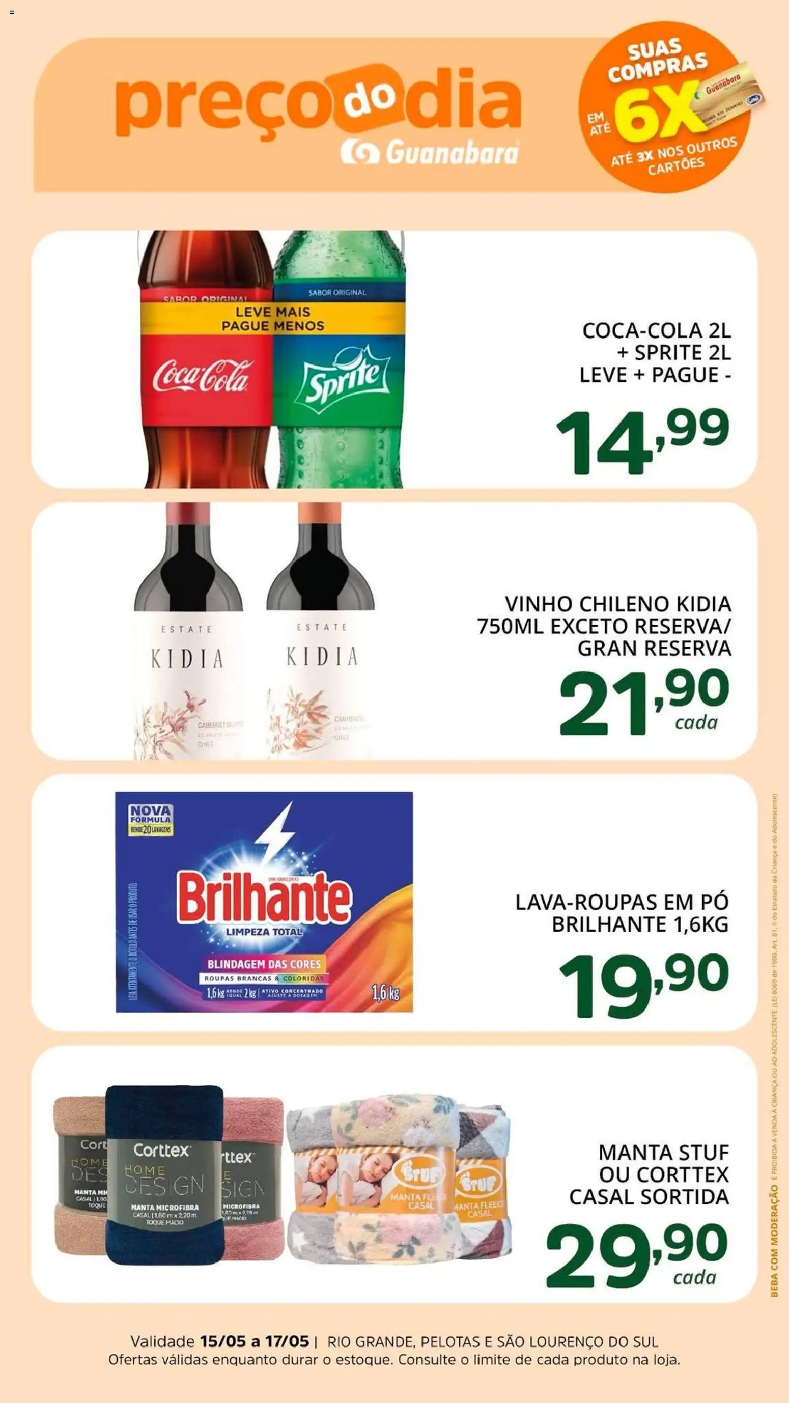 Supermercado Guanabara Folheto - válido de 15.05.2026 | Página: 4 | Produtos: Pó, Vinho, Roupas