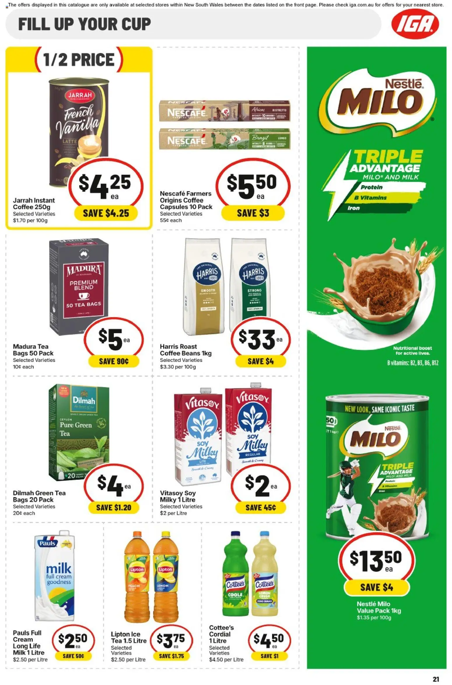 IGA catalogue - valid from 08/07/2026 | Page: 19 | Products: Coffee, Tea, Cream, Peach