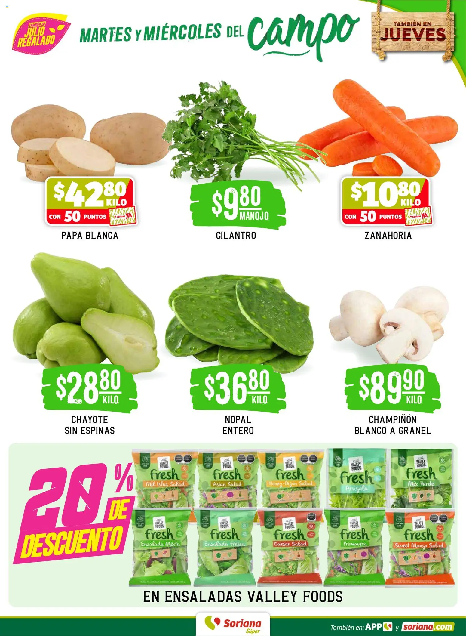 Nuevas ofertas de Soriana válidas en toda la República Mexicana desde el 09.06.2026. ¡Encuentra las mejores ofertas en Soriana Martes y Miércoles del Campo Súper: Tamaulipas (excepto Cd. Victoria y Tampico)! | Página: 3 | Productos: Papa, Mango, Ensalada, Zanahoria