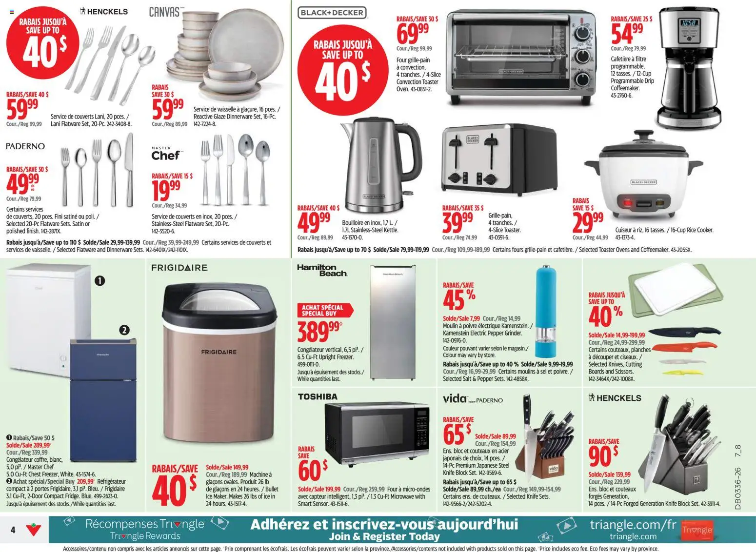Canadian Tire flyer valid from Sep 3, 2026 | Page: 4 | Products: Rice, Pepper, Toaster, Salt