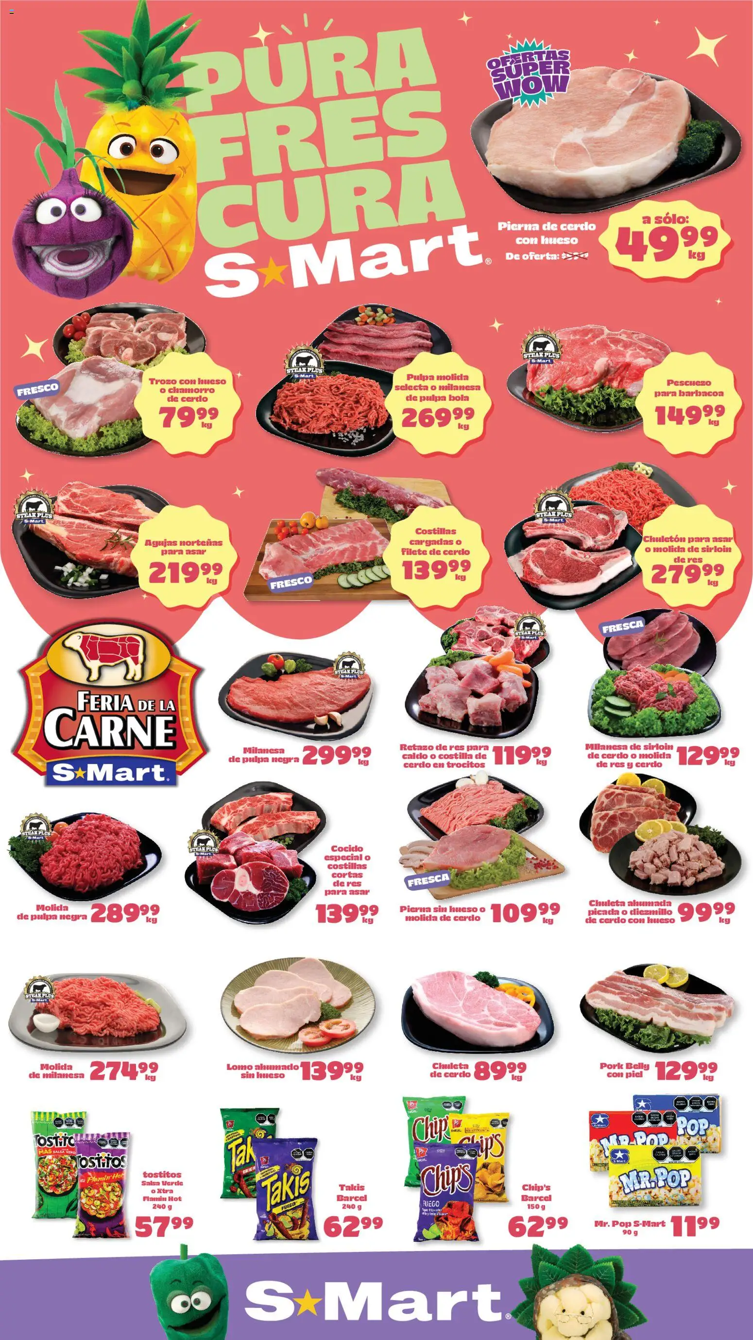 Nuevas ofertas de S-Mart válidas en toda la República Mexicana desde el 05.05.2026. ¡Encuentra las mejores ofertas en S-Mart folleto Ofertas de feria Juárez! | Página: 1 | Productos: Milanesa, Cerdo, Res, Short