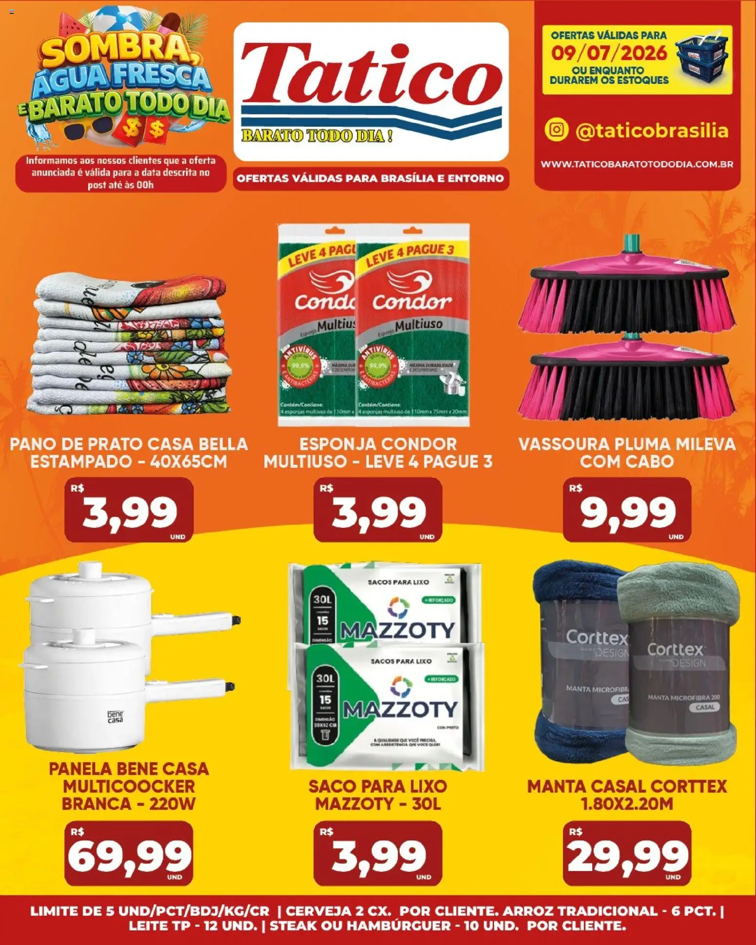 Tatico Folheto - válido de 09/07/2026 | Página: 20 | Produtos: Esponja, Pano de prato, Arroz, Hambúrguer