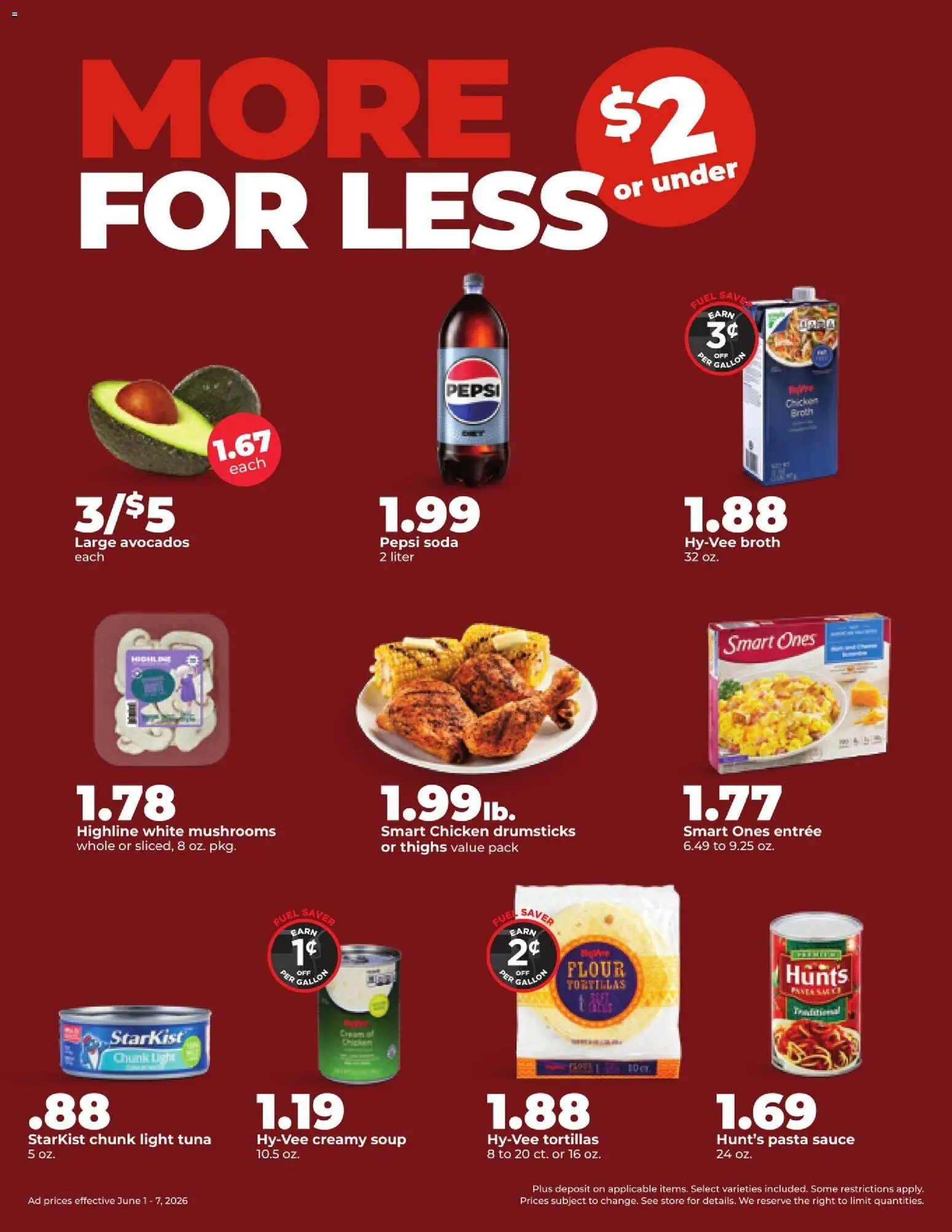 HyVee Weekly Ad - valid from 01.06.2026 | Page: 3 | Products: Mushrooms, Pasta, Sauce