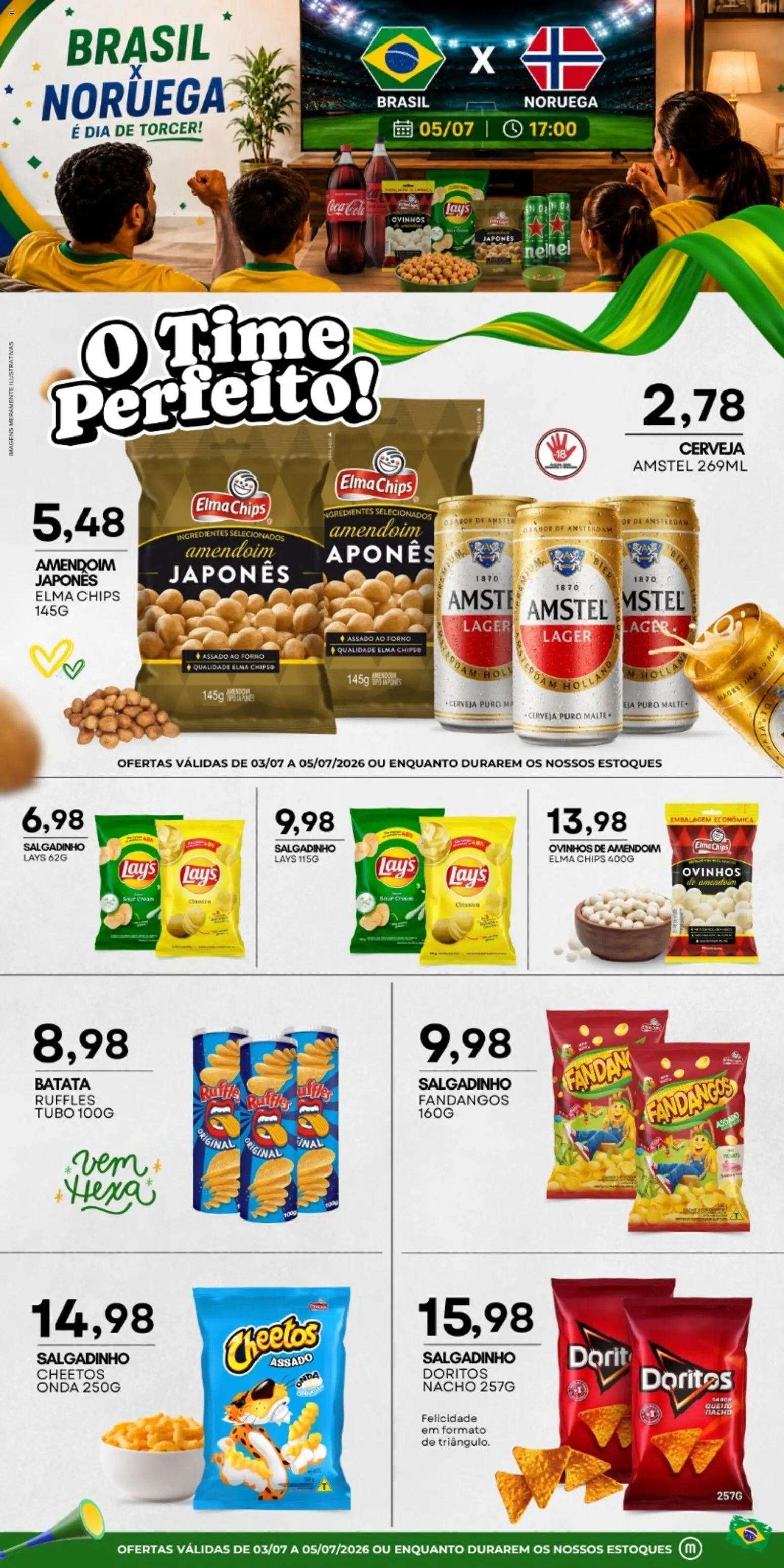 Mercadão Atacadista Folheto - válido de 03/07/2026 | Página: 1 | Produtos: Amendoim, Elma Chips, Cola, Batata