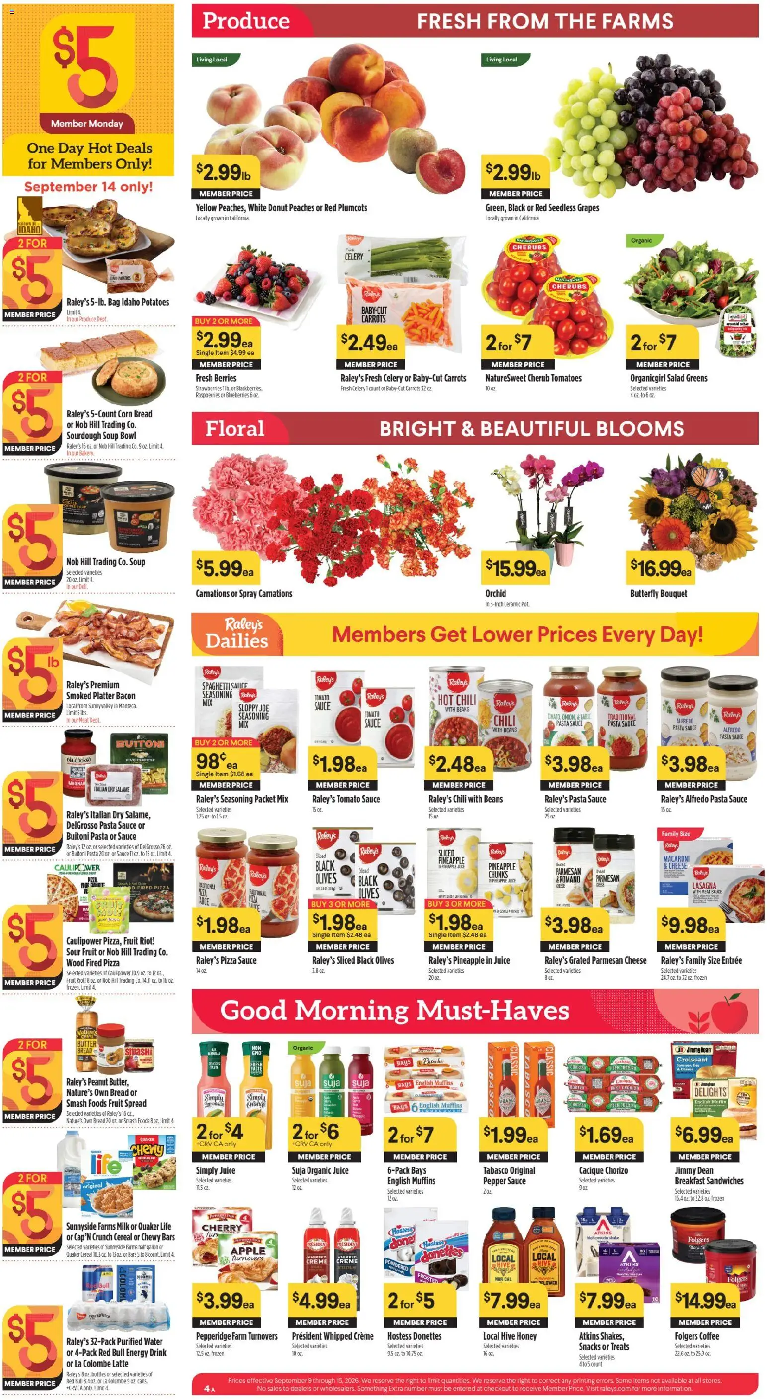 Raley's Weekly Ad - valid from 09/09/2026 | Page: 4 | Products: Butter, Juice, Fruit, Pepper