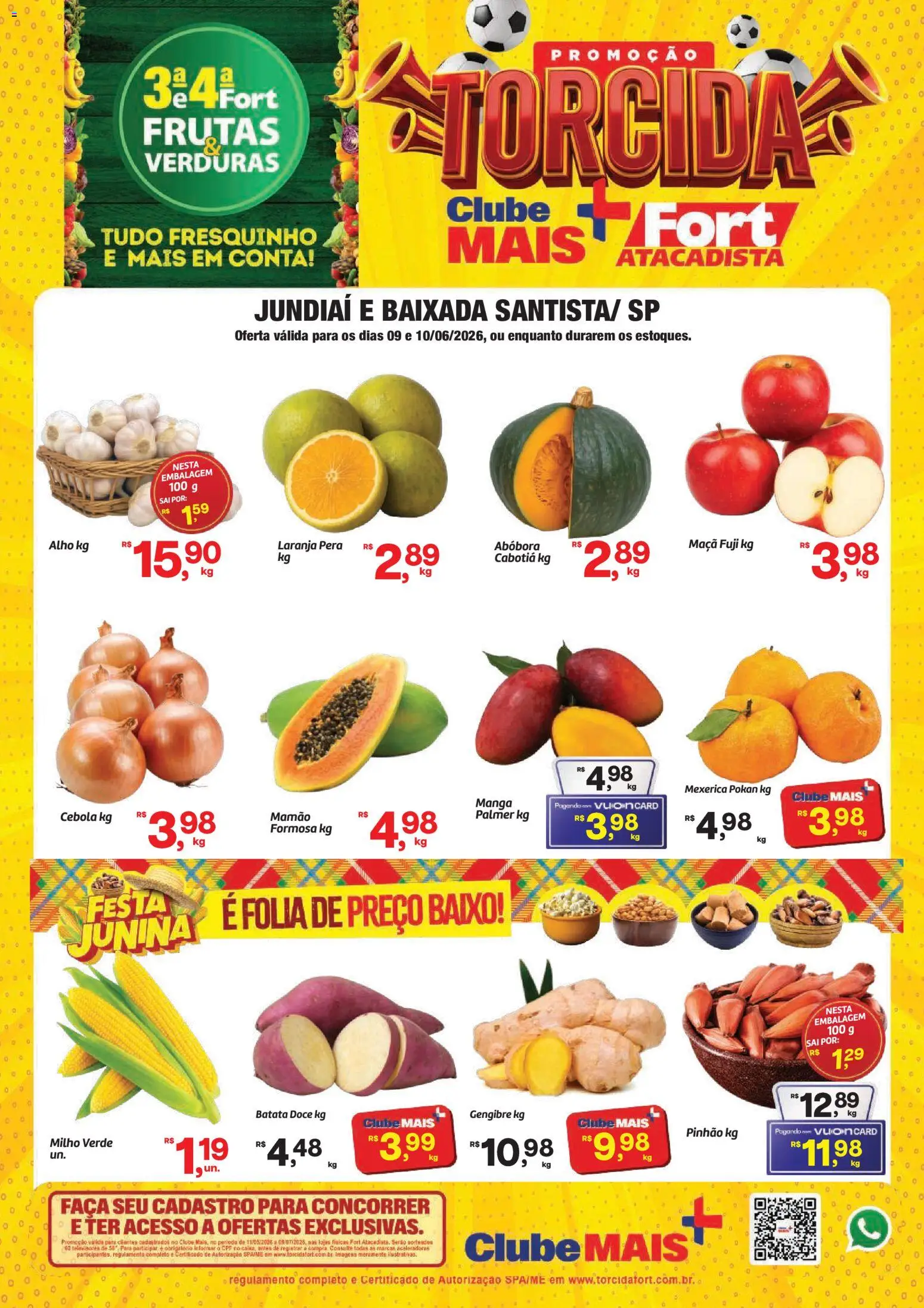 Fort Atacadista Folheto - válido de 09.06.2026 | Página: 1 | Produtos: Pera, Cebola, Milho verde, Mamão
