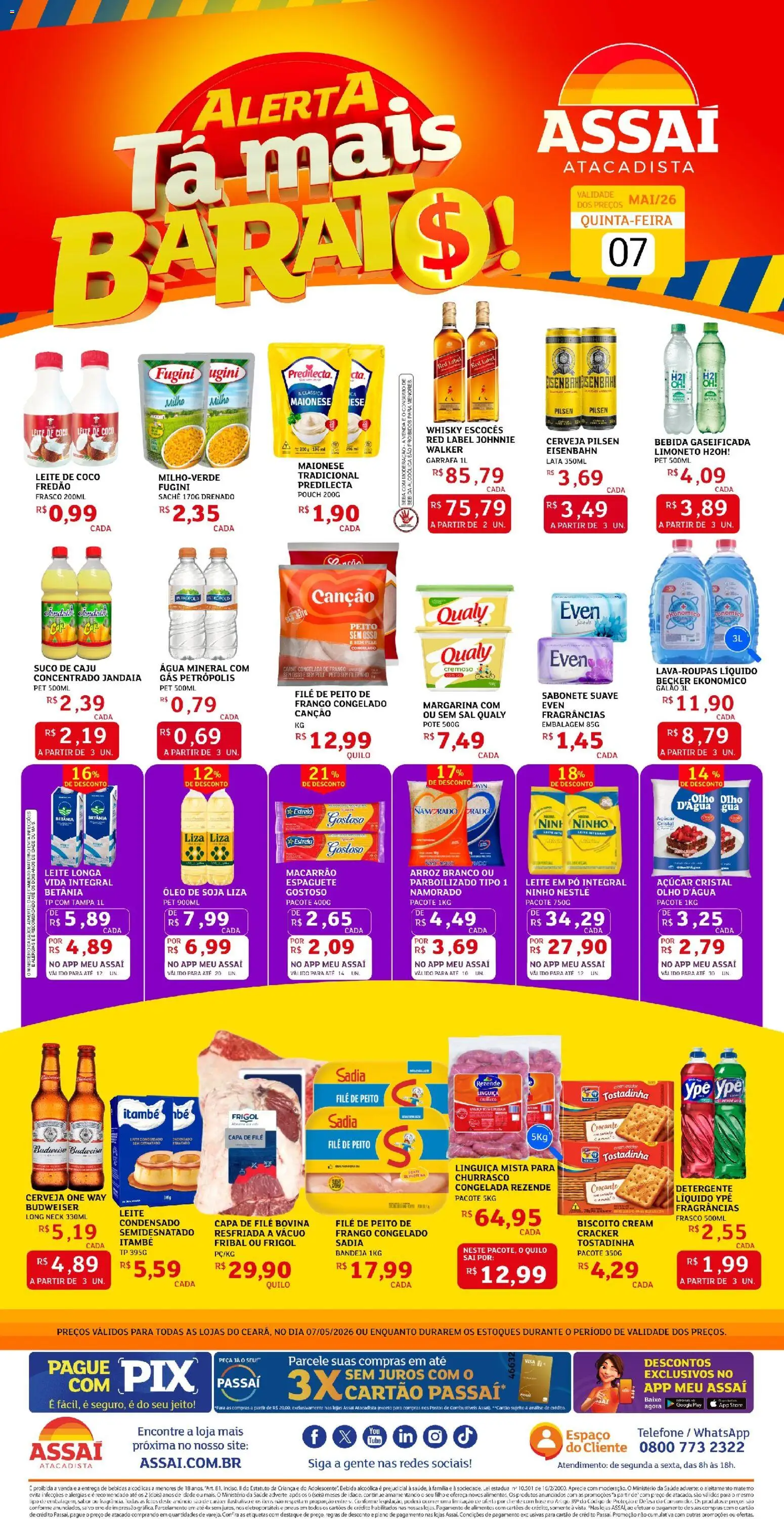 Assaí Atacadista Folheto - válido de 07.05.2026 | Página: 1 | Produtos: Pó, Macarrão, Sabonete, Açúcar