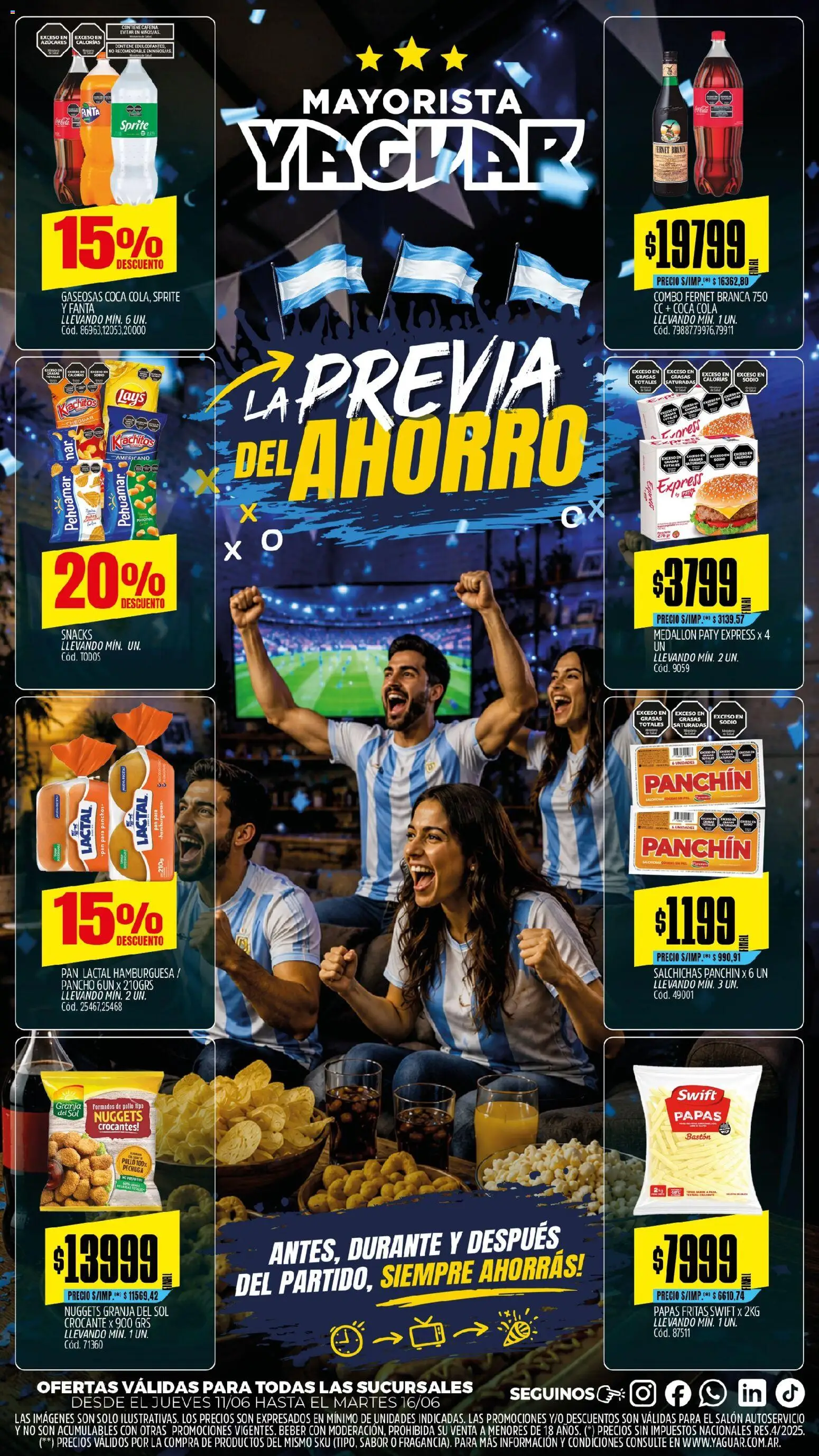 Yaguar - ¡La Previa del Ahorro! Parque Chacabuco │ válido desde el 11.06.2026 | Página: 1 | Productos: Pollo, Fernet, Café, Papas fritas