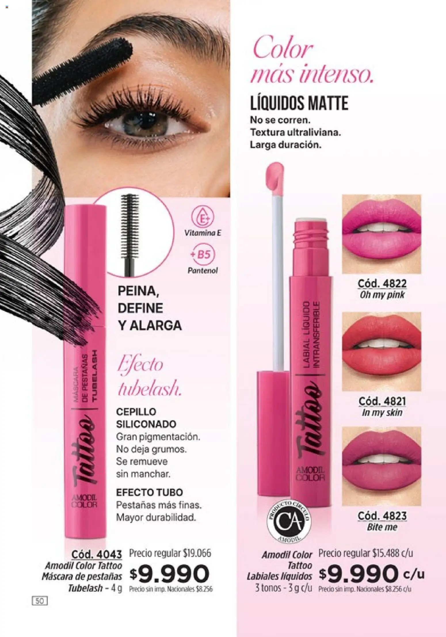 Catálogo Amodil Campaña 14 │ válido desde el 07/08/2026 | Página: 50 | Productos: Cepillo, Máscara, Mascara de pestañas