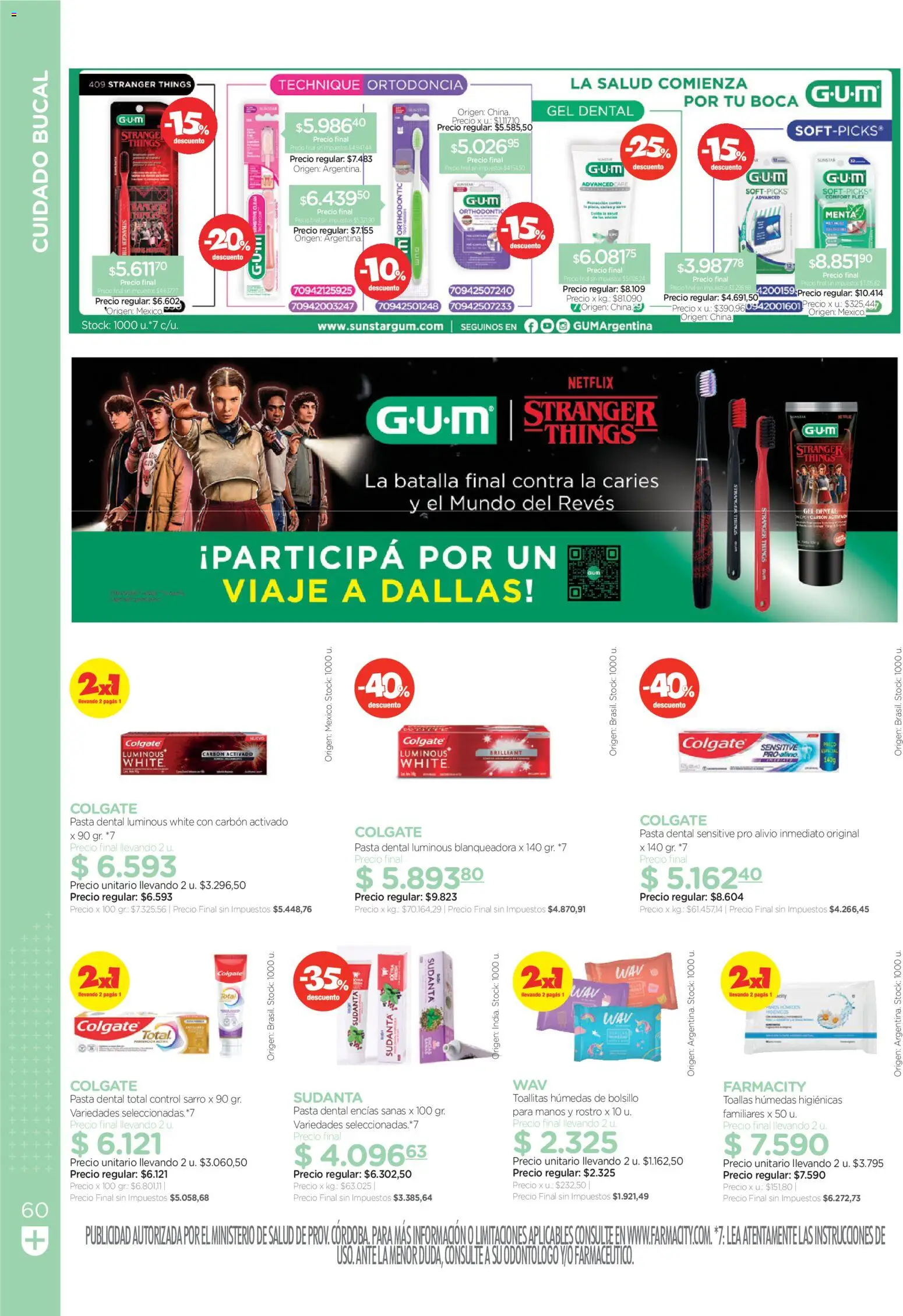 Farmacity catálogo │ válido desde el 30.04.2026 | Página: 60 | Productos: Toallas, Toallitas húmedas, Pasta dental, Pasta