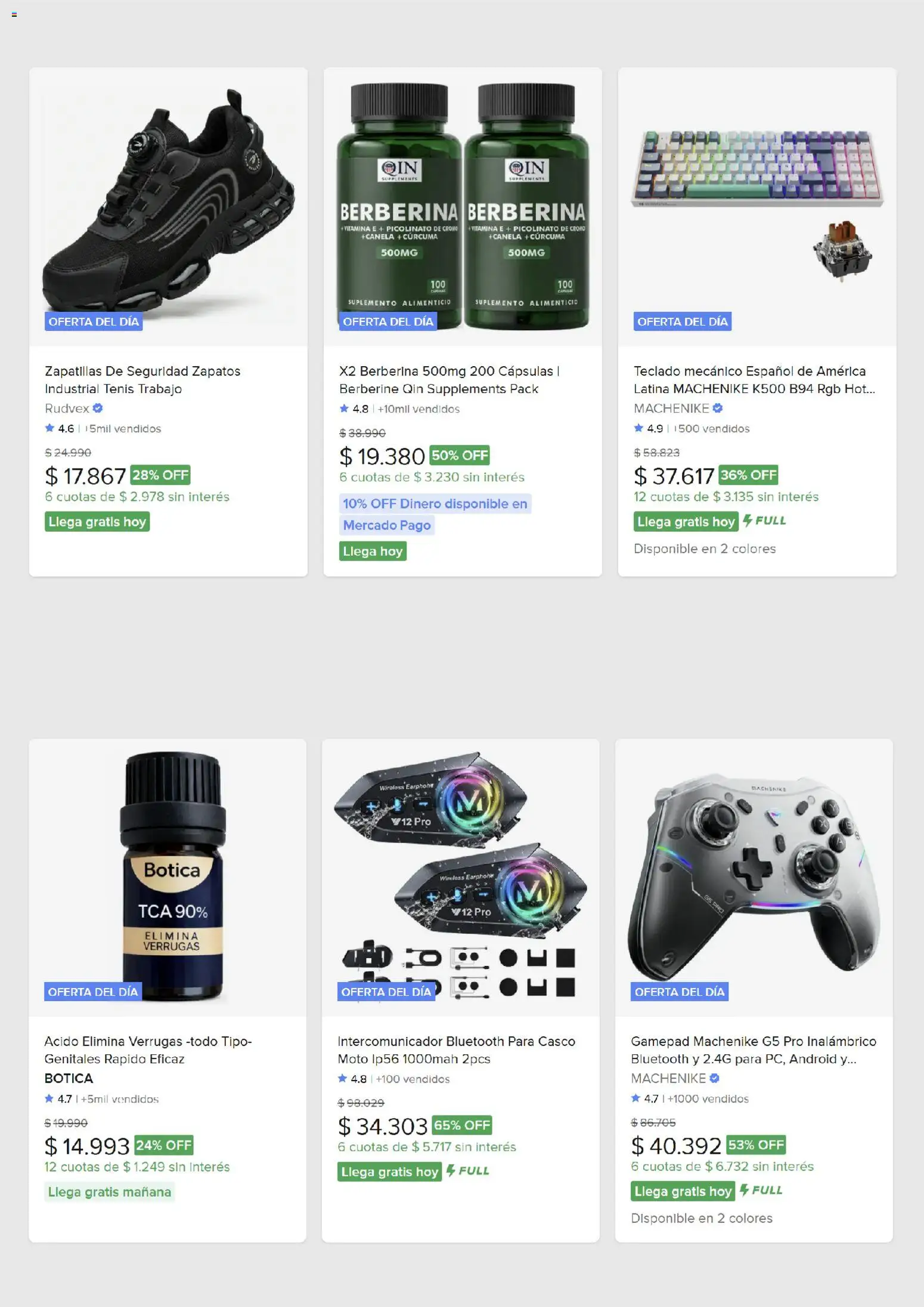 Mercado Libre Cyber Monday │ válido desde el 05.10.2026 | Página: 2 | Productos: Teclado, Zapatos, Curcuma, Zapatillas
