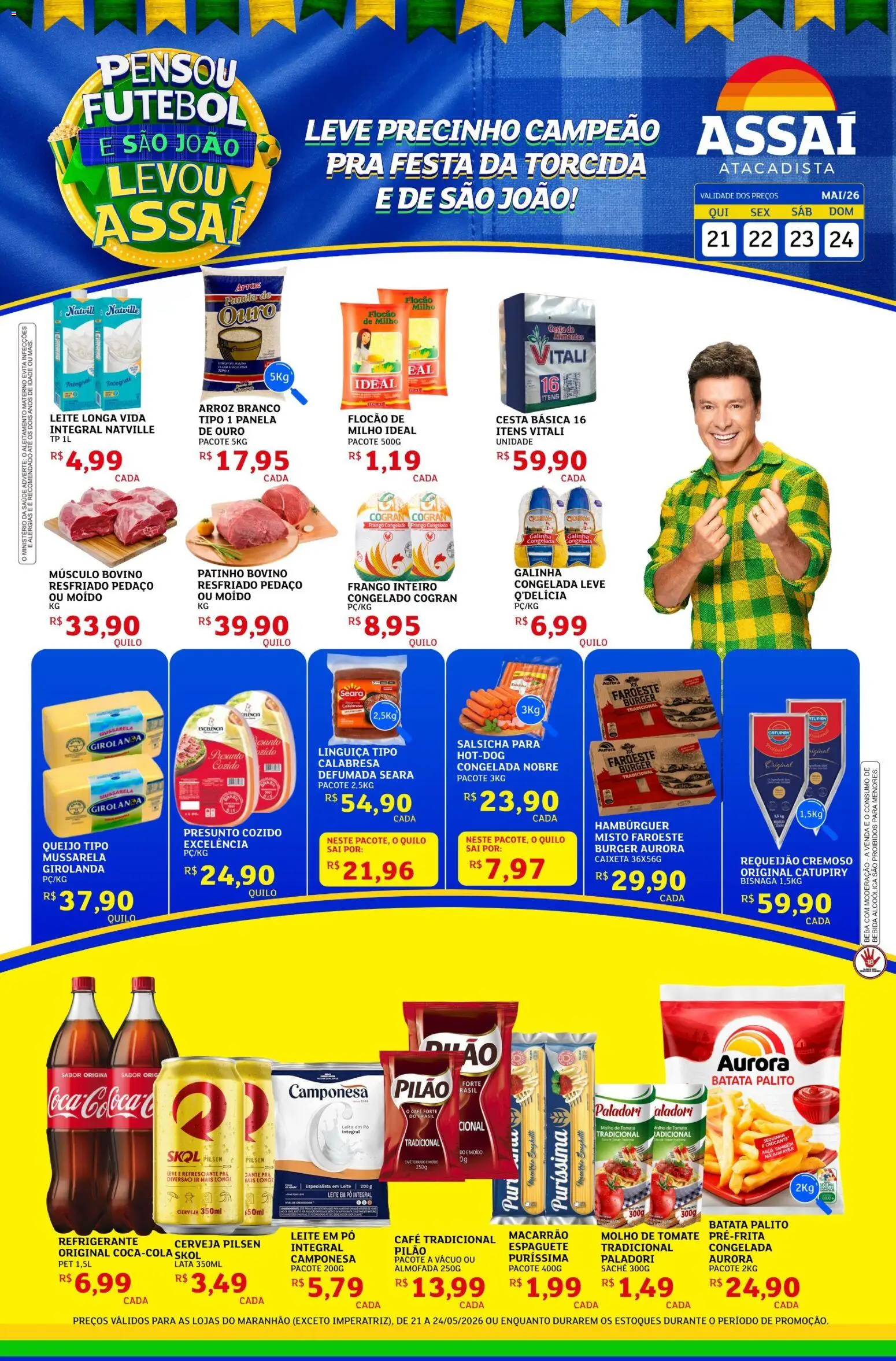 Assaí Atacadista Folheto - válido de 21.05.2026 | Página: 1 | Produtos: Salsicha, Linguiça, Refrigerante, Leite em pó