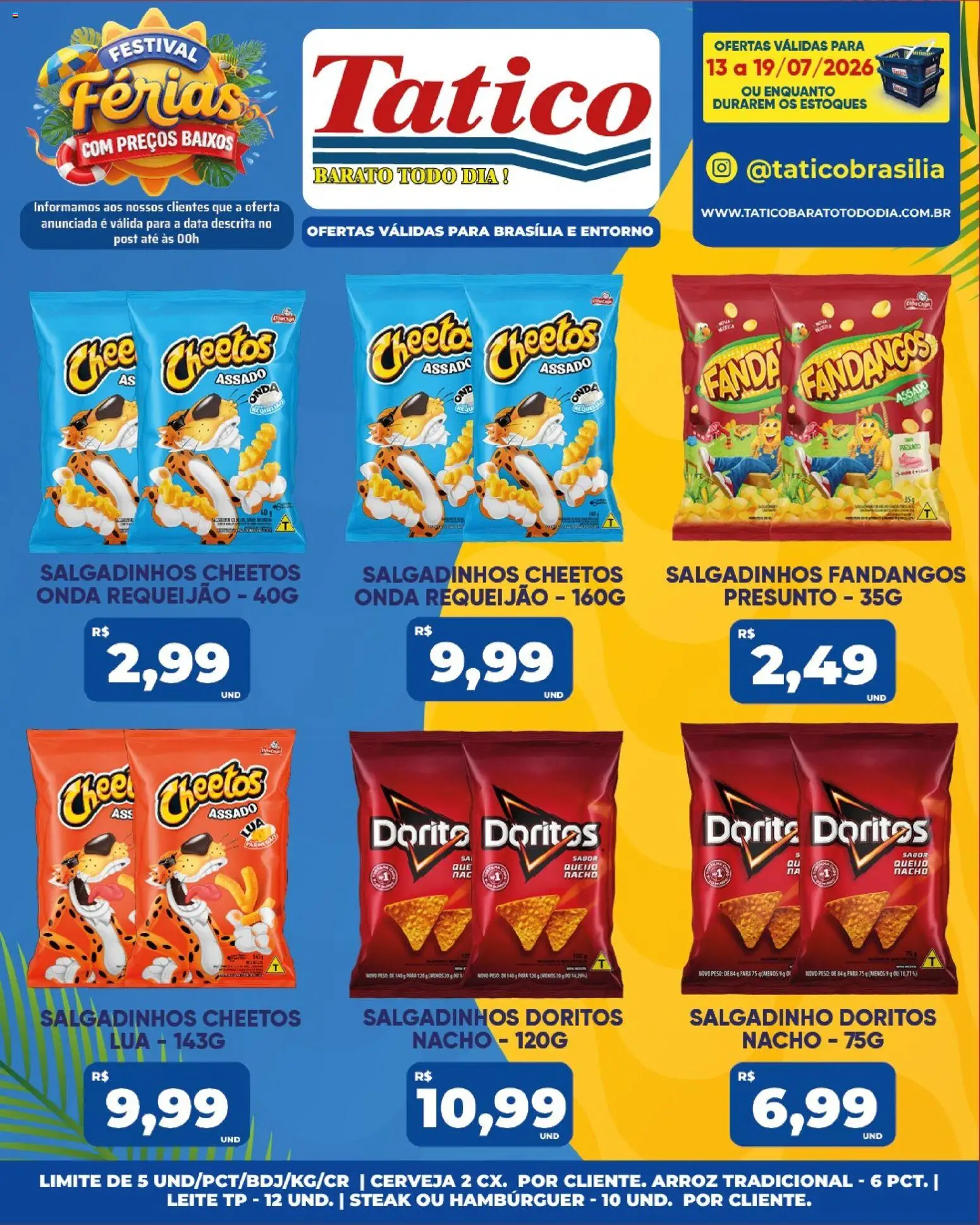 Tatico Folheto - válido de 17/07/2026 | Página: 51 | Produtos: Cerveja, Salgadinhos, Hambúrguer, Requeijão