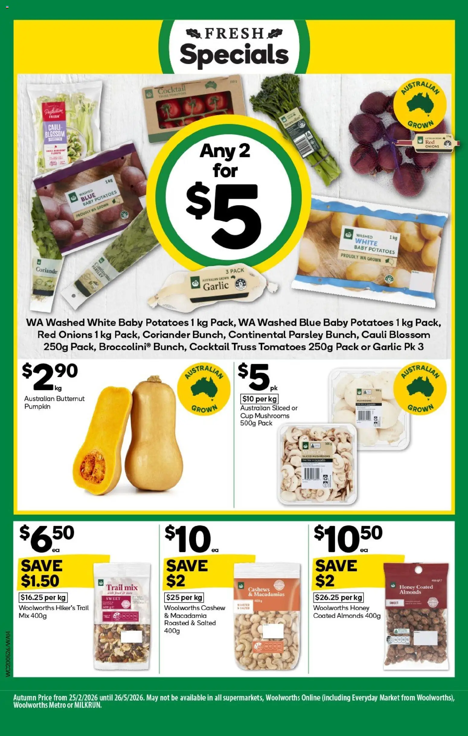 Woolworths catalogue - valid from 20.05.2026 | Page: 14 | Products: Honey, Potatoes, Onions, Garlic