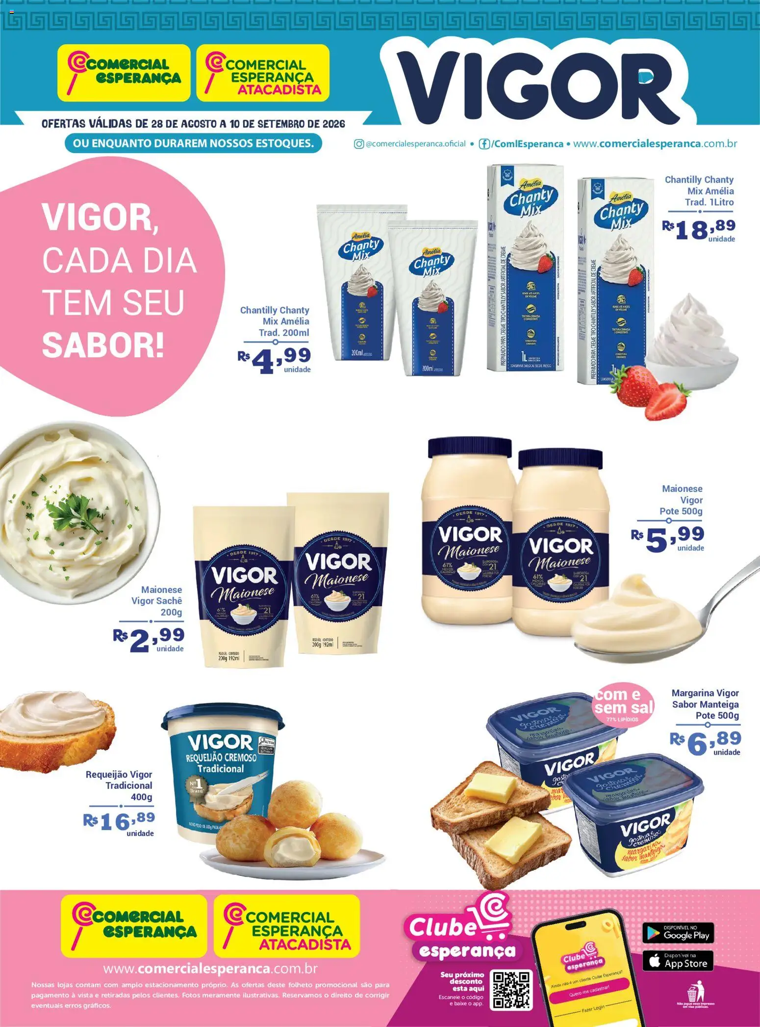 Comercial Esperança Folheto - válido de 28/08/2026 | Página: 2 | Produtos: Manteiga, Creme, Requeijão, Margarina