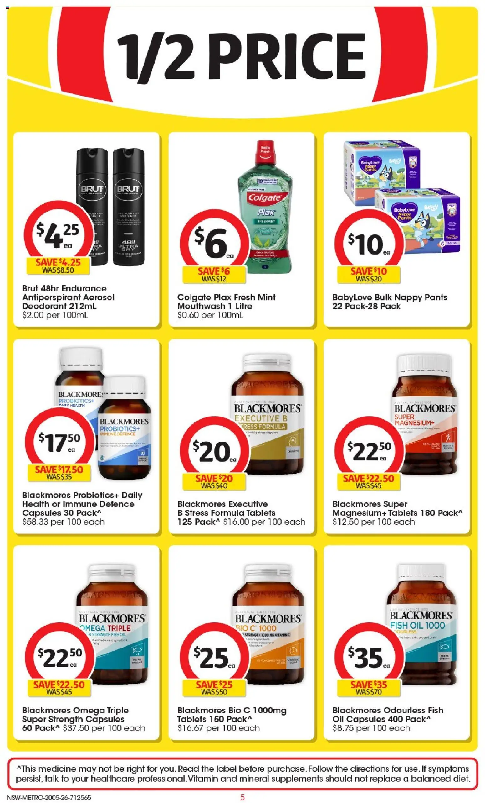 Coles catalogue - valid from 19.05.2026 | Page: 5 | Products: Fish, Deodorant, Fish oil, Tablets