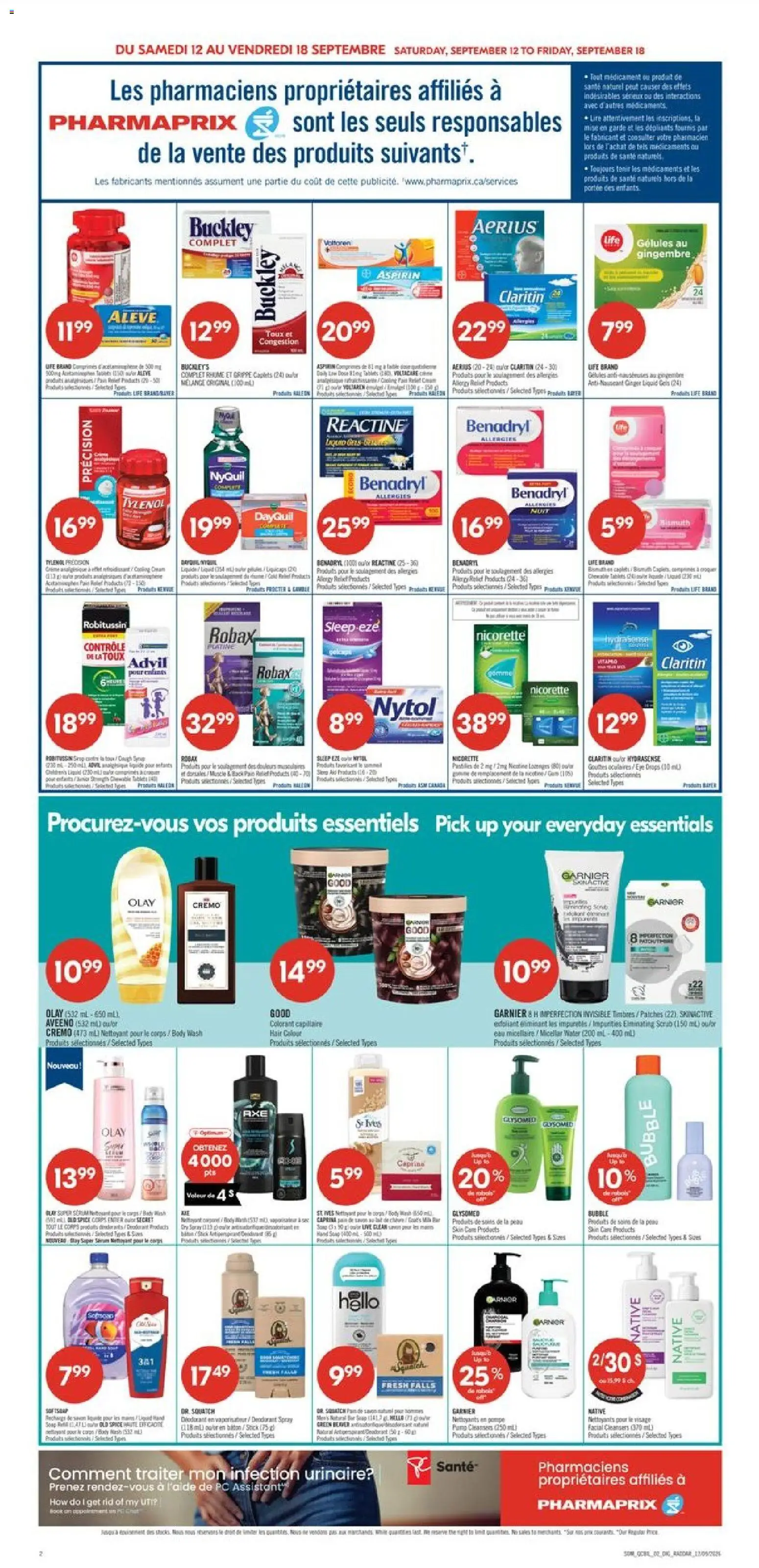Pharmaprix flyer valid from Sep 12, 2026 | Page: 5 | Products: Water, Ginger, Micellar water, Deodorant