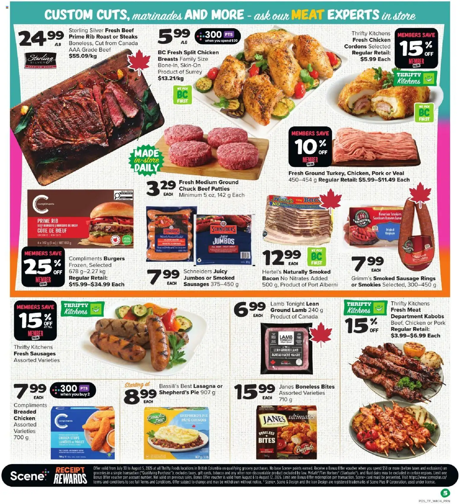 Thrifty Foods flyer valid from Jul 30, 2026 | Page: 6 | Products: Beef, Chicken, Pork