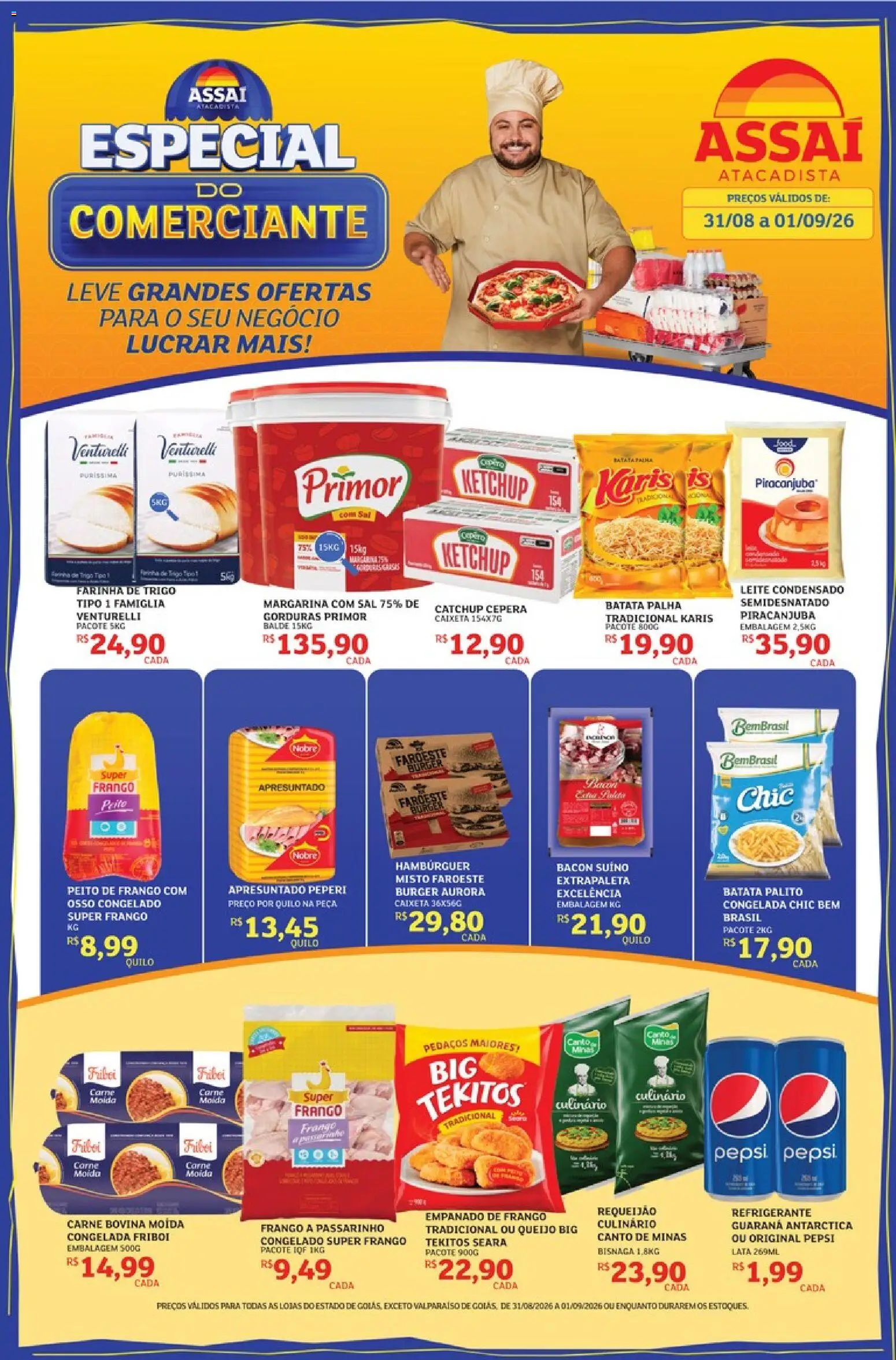 Assaí Atacadista Folheto - válido de 31/08/2026 | Página: 1 | Produtos: Carne bovina, Farinha de trigo, Batata, Frango