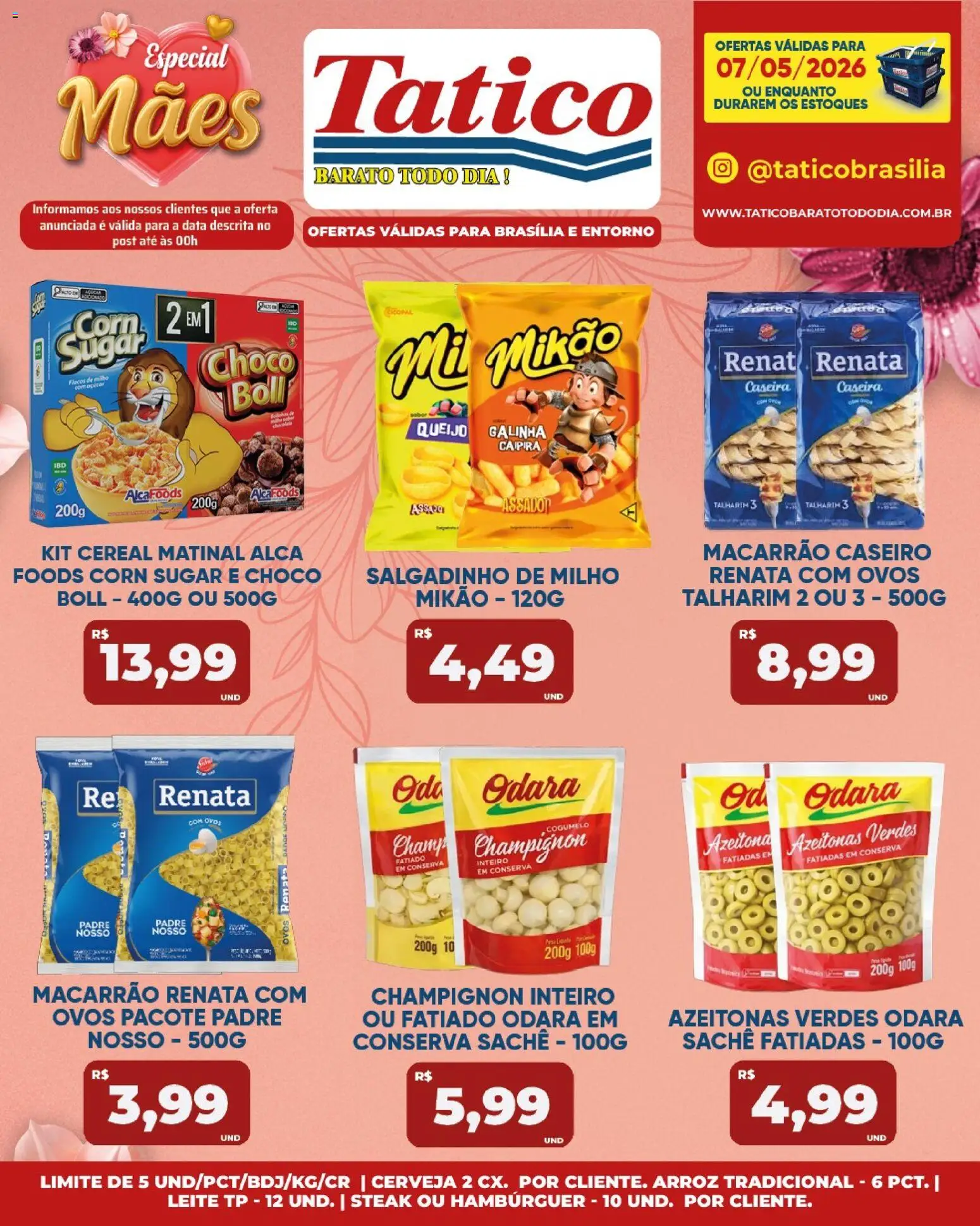 Tatico Folheto - válido de 07.05.2026 | Página: 16 | Produtos: Talharim, Leite, Hambúrguer, Champignon