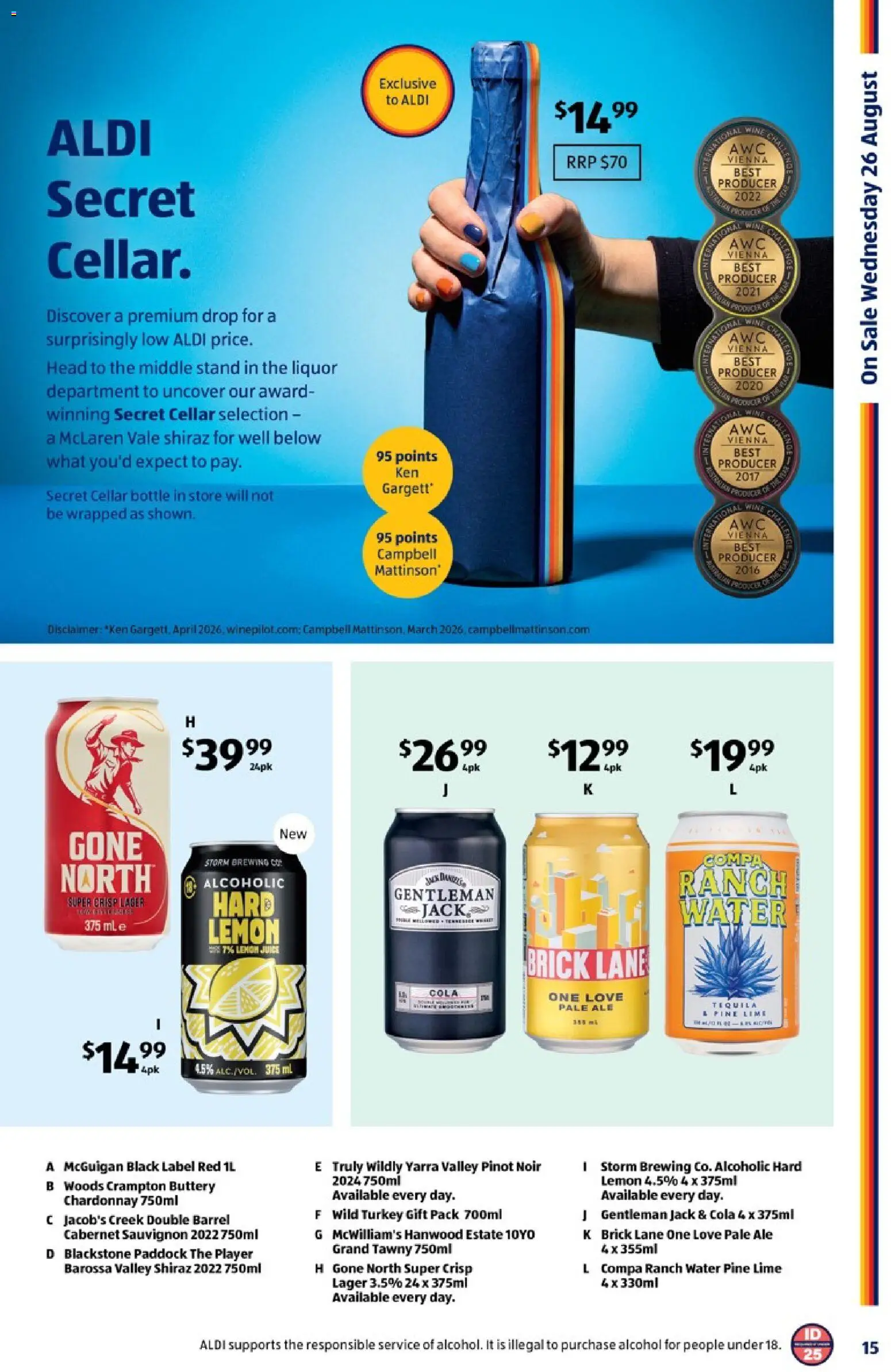 Aldi catalogue - valid from 23/08/2026 | Page: 15 | Products: Tequila, Juice, Beer, Player