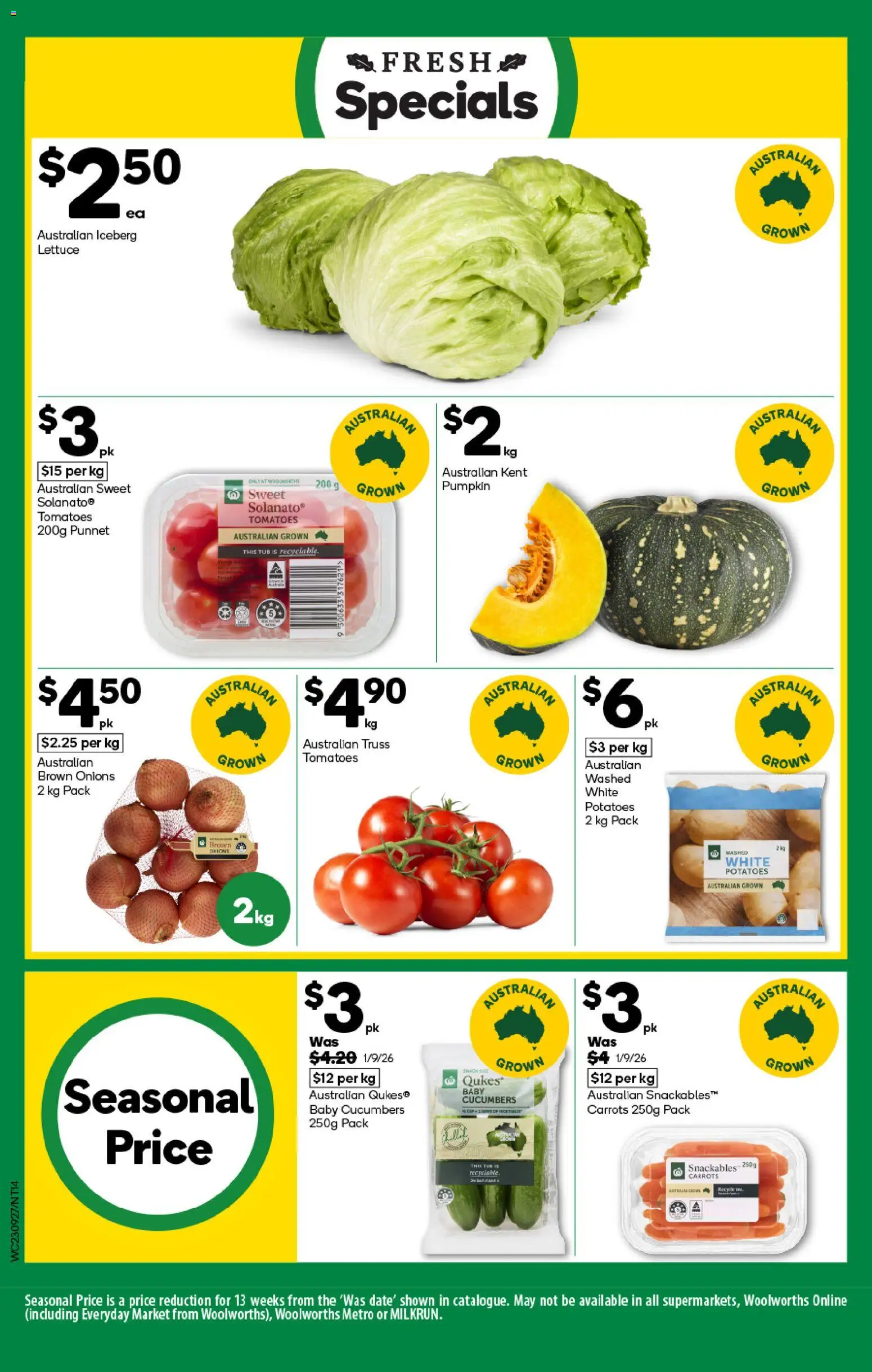 Woolworths catalogue - valid from 23/09/2026 | Page: 14 | Products: Tomatoes, Carrots, Cucumbers, Pumpkin