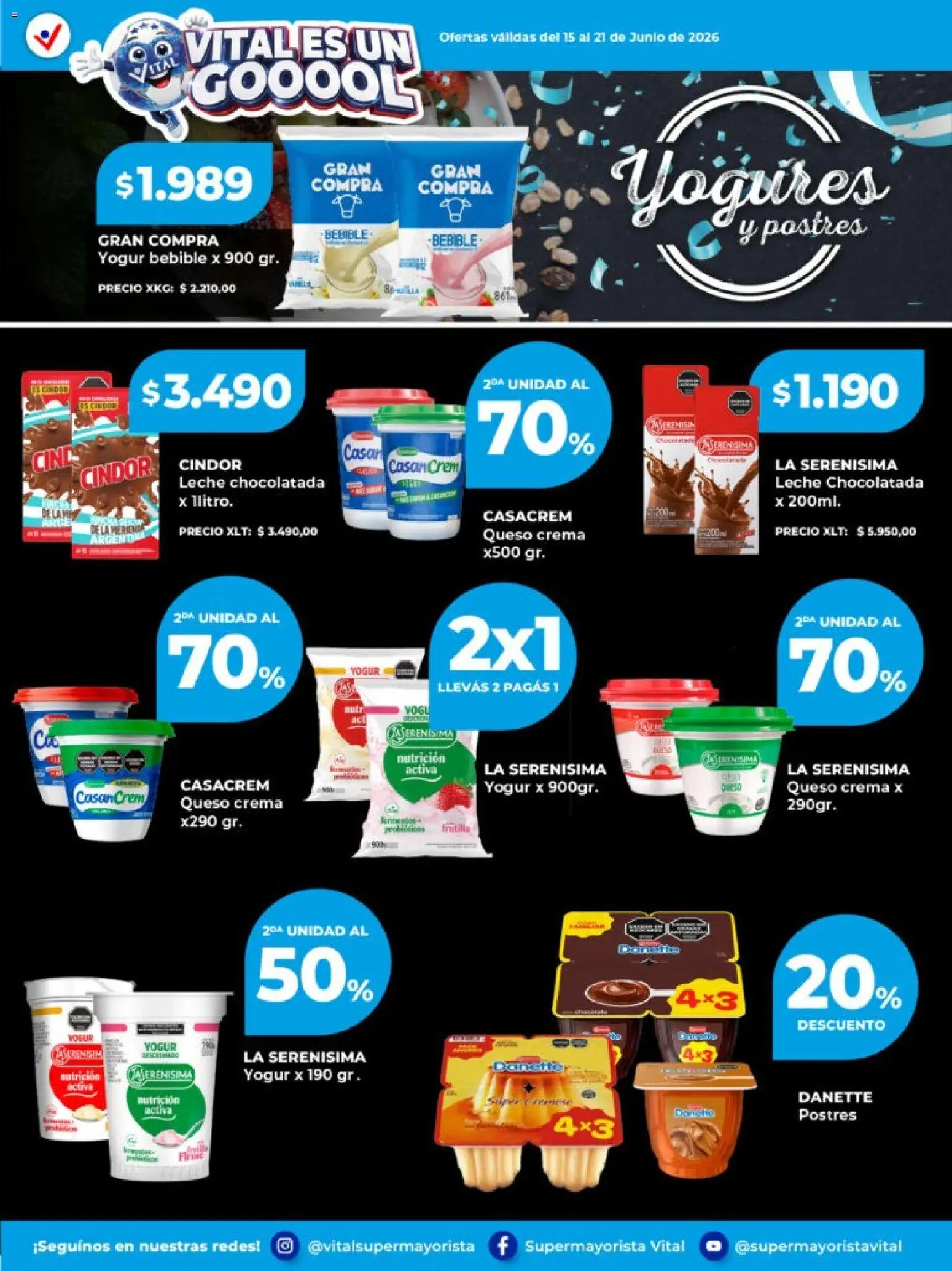 Vital - Especial de frescos │ válido desde el 15.06.2026 | Página: 4 | Productos: Queso crema, Leche, Yogur, Crema