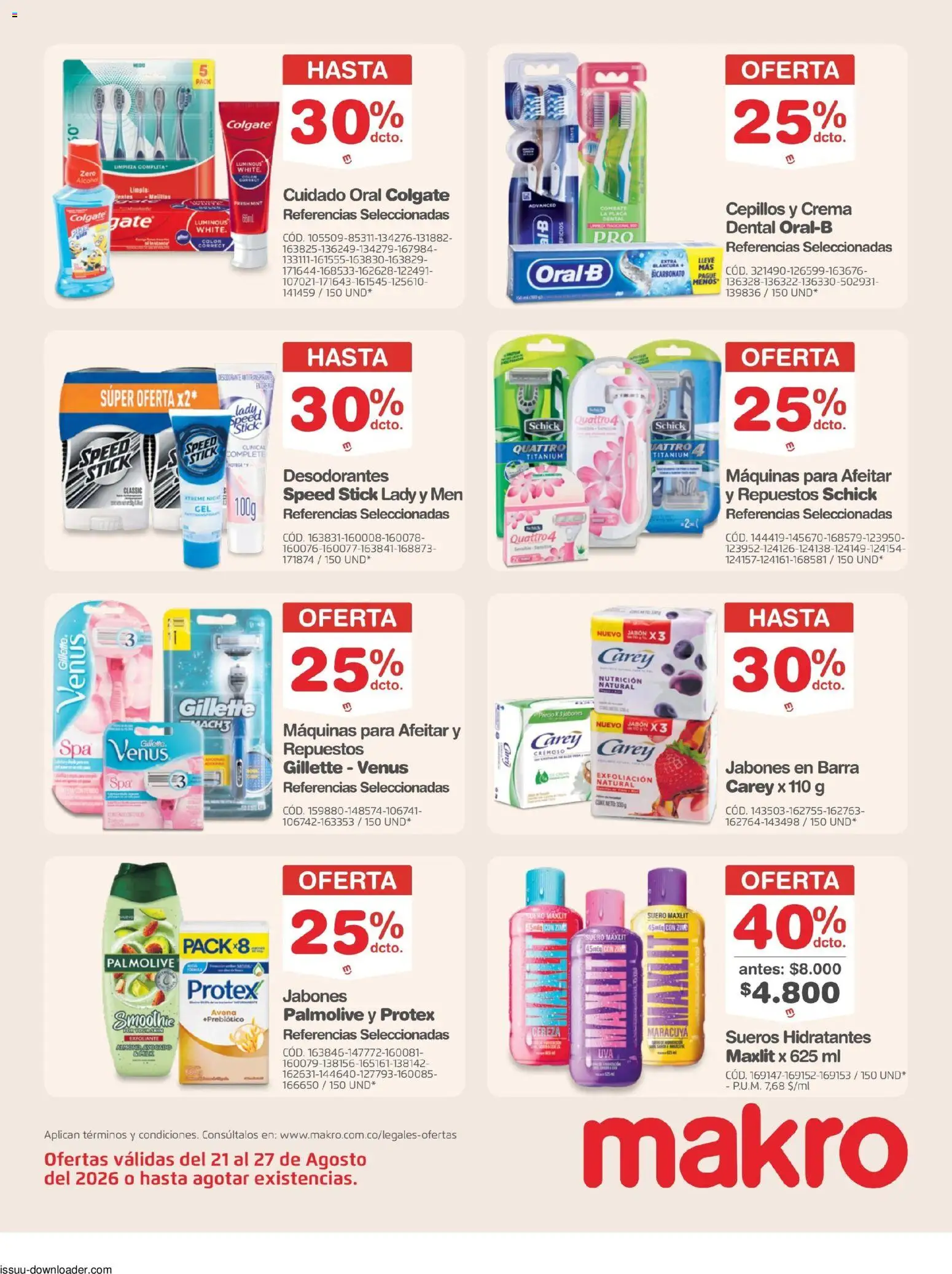 Makro revista - valida desde el 21/08/2026 | Página: 21 | Productos: Crema, Maracuyá, Desodorante, Alcohol
