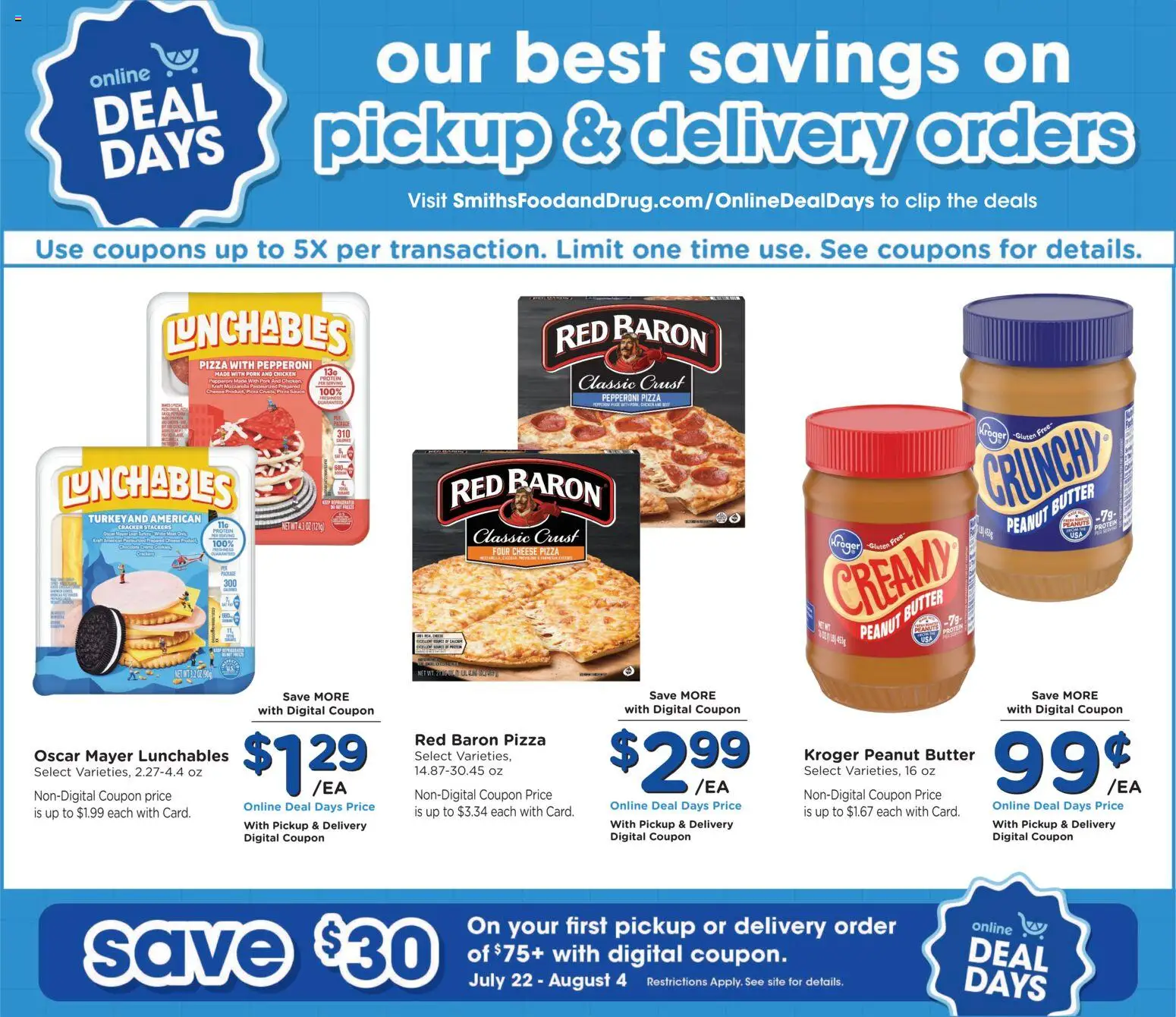 Smith's Weekly Ad - valid from 07/22/2026 | Page: 5 | Products: Butter, Cheese, Pizza, Pork