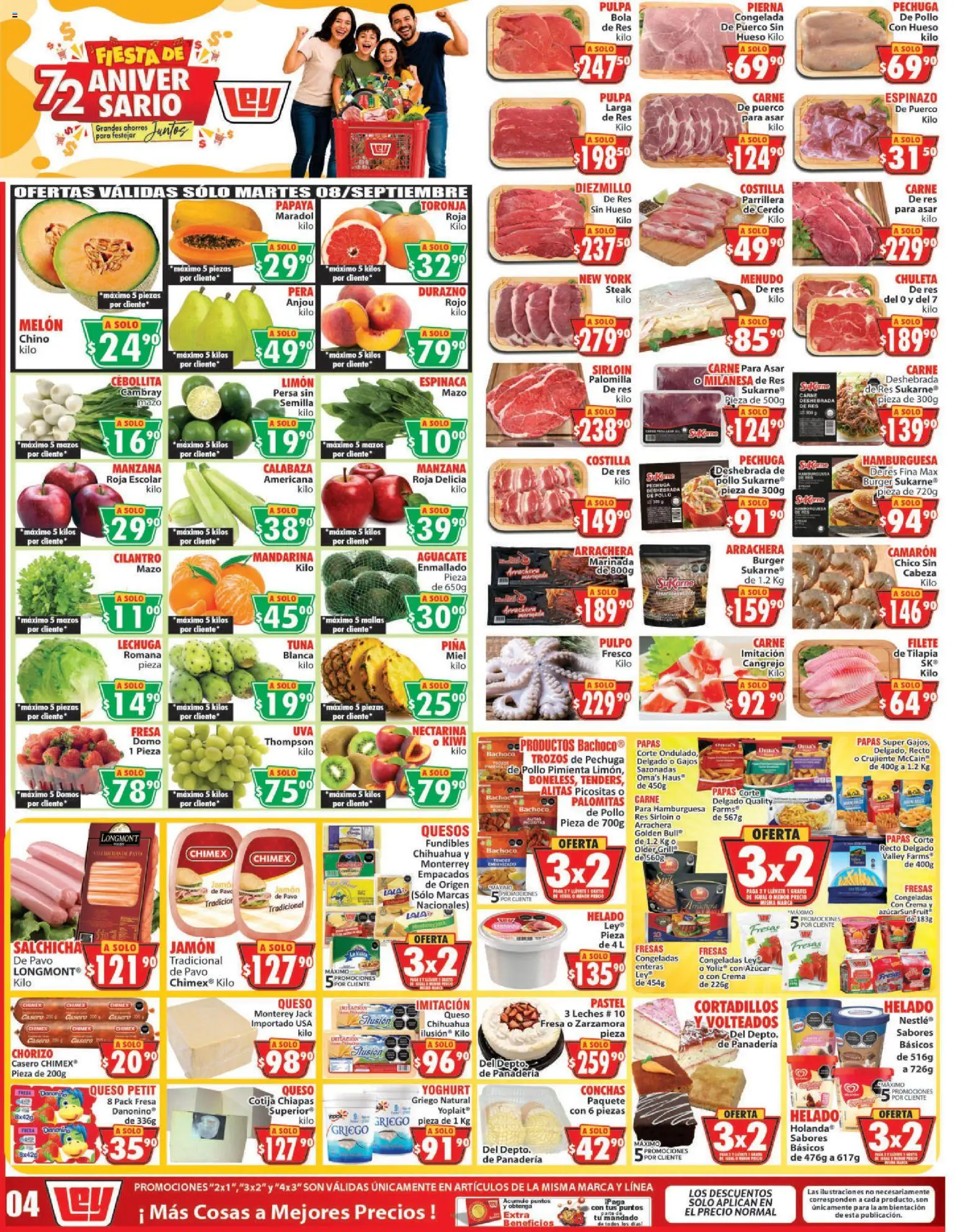 Nuevas ofertas de Casa Ley válidas en toda la República Mexicana desde el 08/09/2026. ¡Encuentra las mejores ofertas en Casa Ley folleto La Paz! | Página: 1 | Productos: Fresa, Steak, Limón, Carne para asar