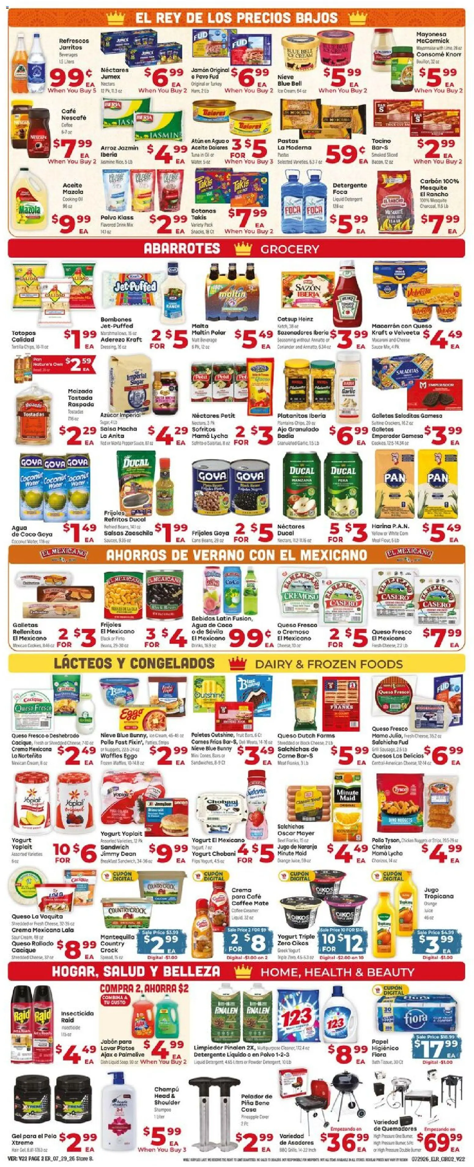 El Rancho Weekly Ad - valid from 07/29/2026 | Page: 2 | Products: Cheese, Ham, Juice, Pineapple
