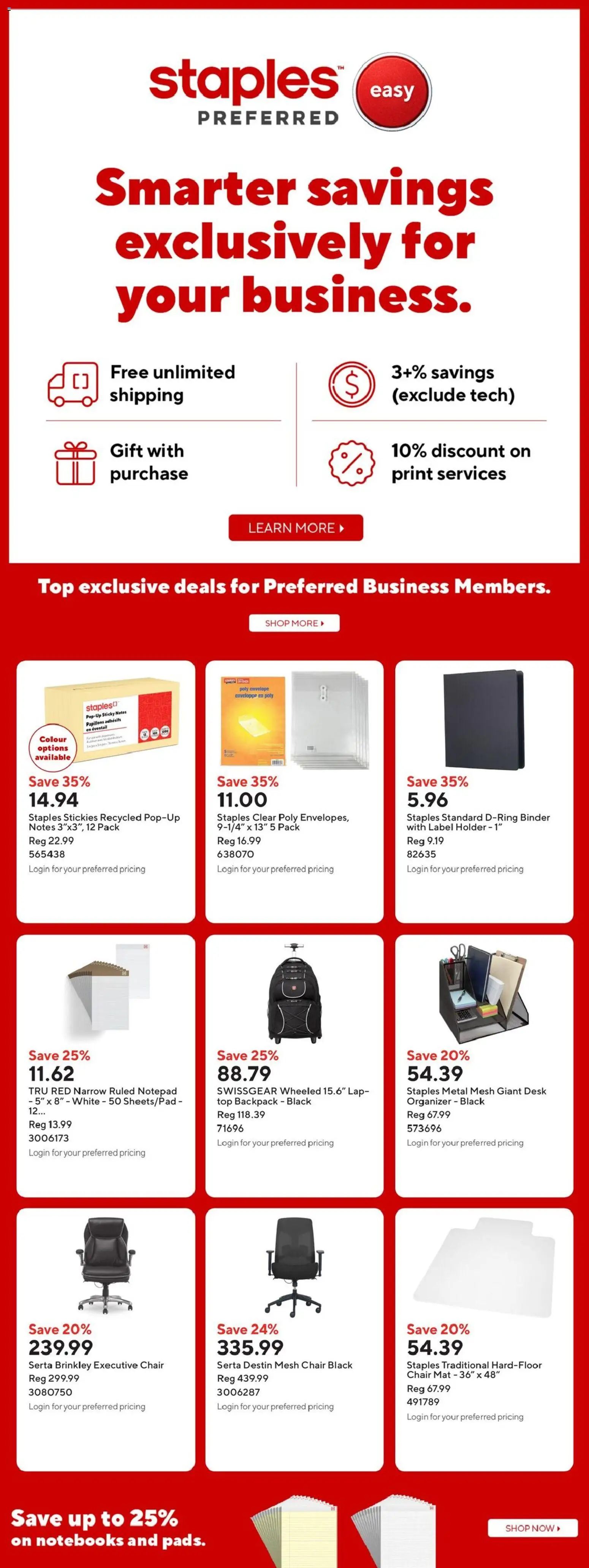 Staples flyer valid from Aug 28, 2026 | Page: 15 | Products: Backpack, Chair