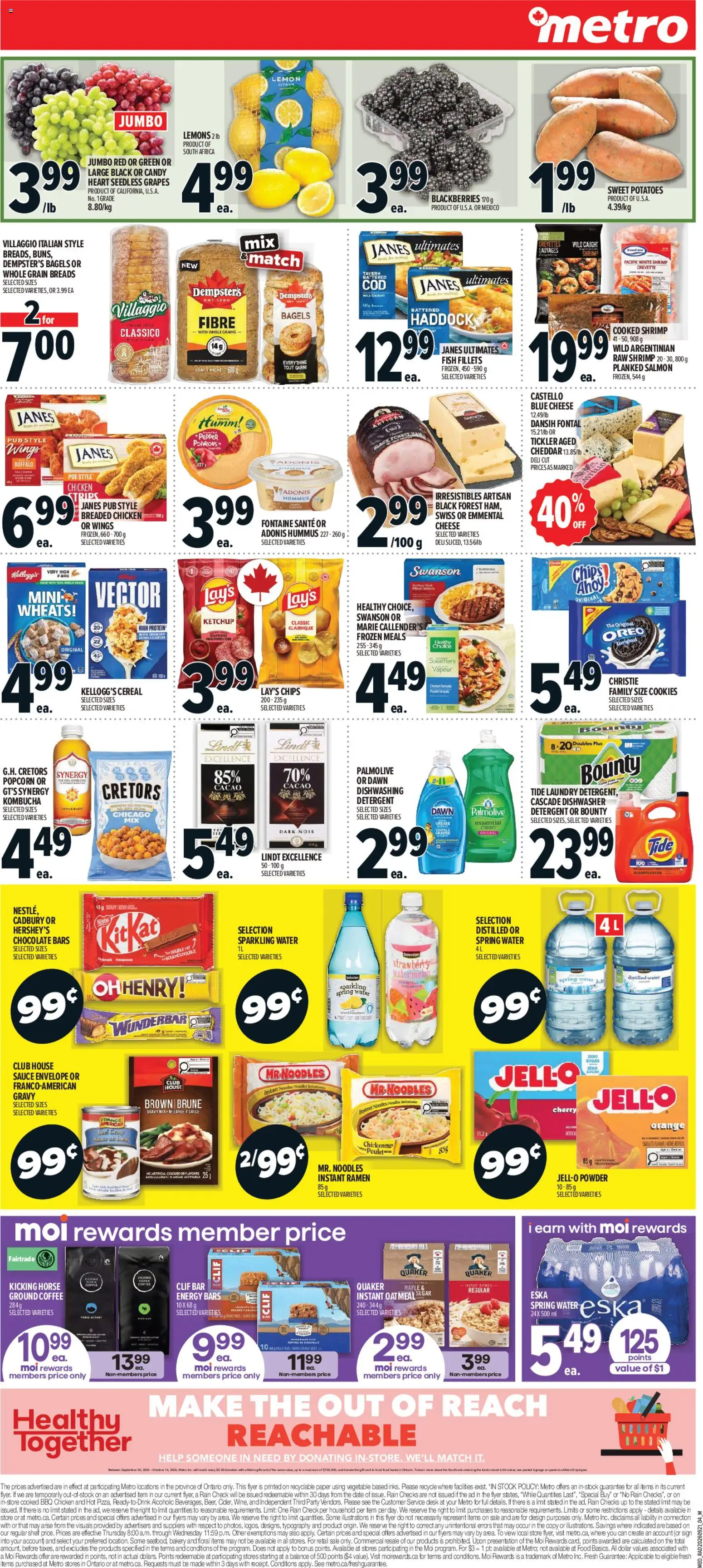 Metro flyer valid from Sep 24, 2026 | Page: 2 | Products: Water, Potatoes, Spring water, Ground coffee
