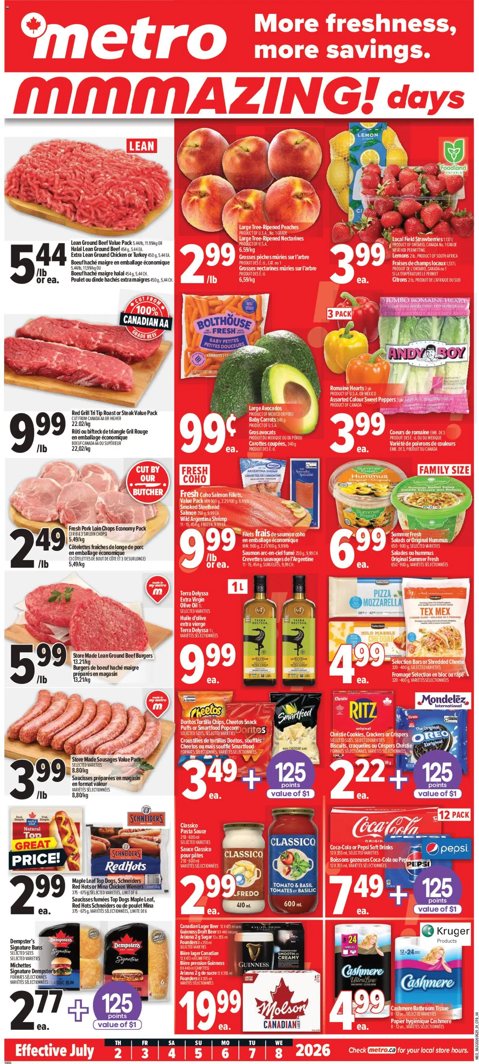 Metro flyer valid from Jul 2, 2026 | Page: 1 | Products: Beef, Grill, Pizza, Chicken