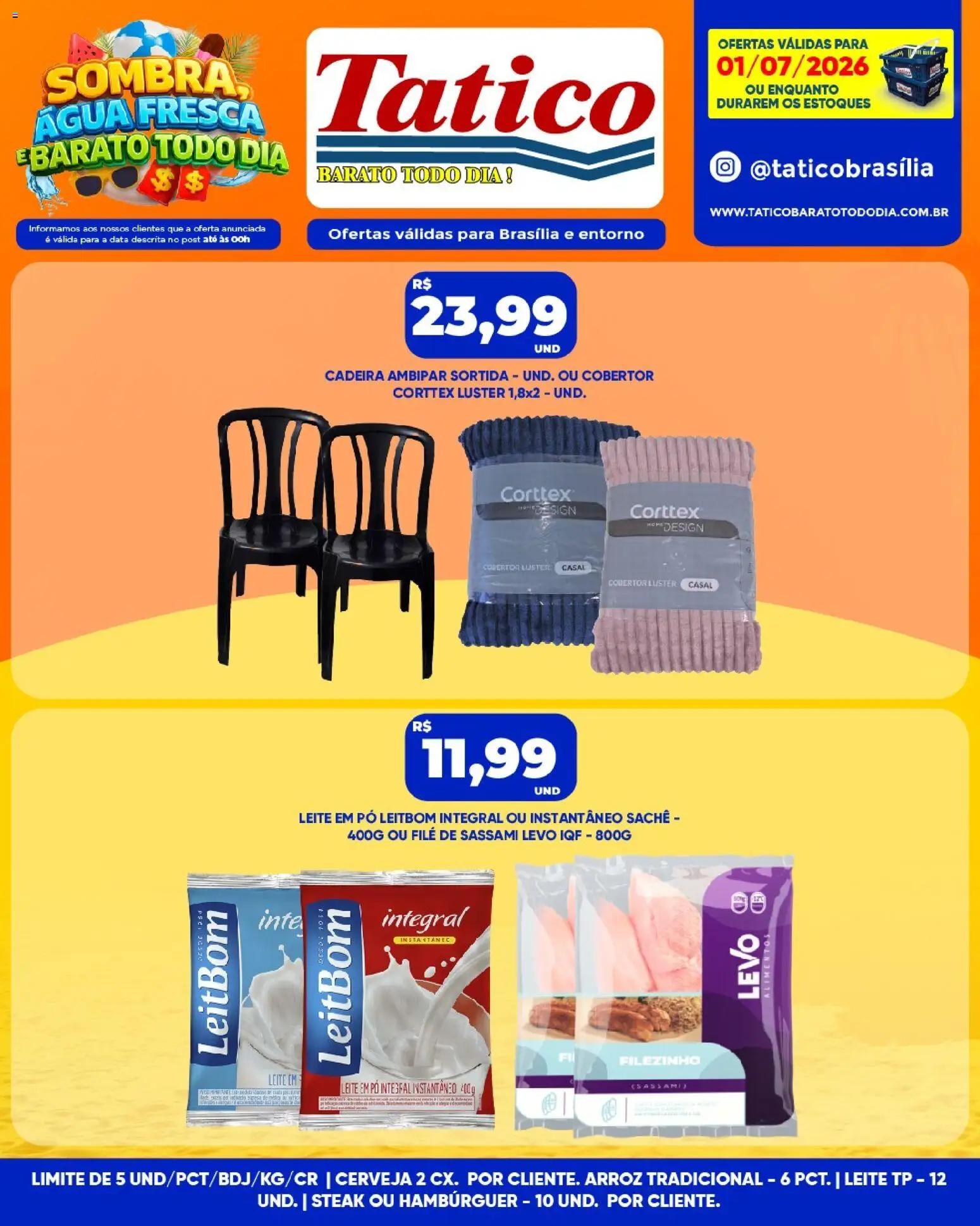 Tatico Folheto - válido de 01/07/2026 | Página: 9 | Produtos: Cadeira, Leite, Hambúrguer, Leite em pó