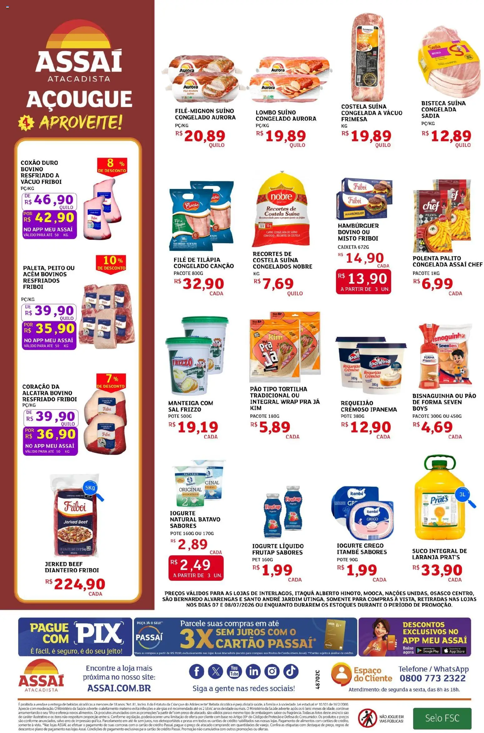 Assaí Atacadista Folheto - válido de 07/07/2026 | Página: 2 | Produtos: Lombo, Tilápia, Pneus, Sal