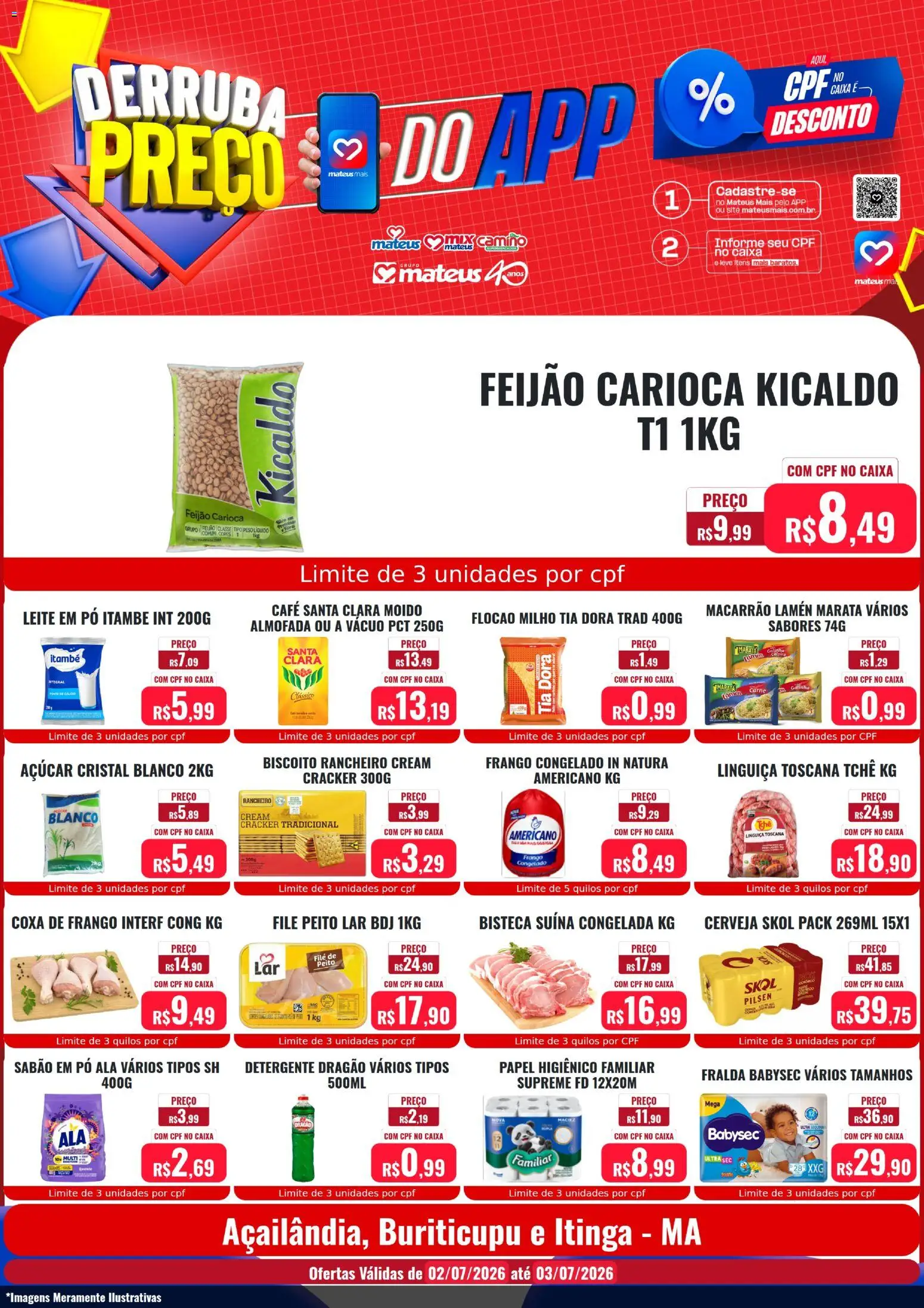 Mateus Folheto - válido de 02/07/2026 | Página: 1 | Produtos: Pó, Sabão em pó, Detergente, Café
