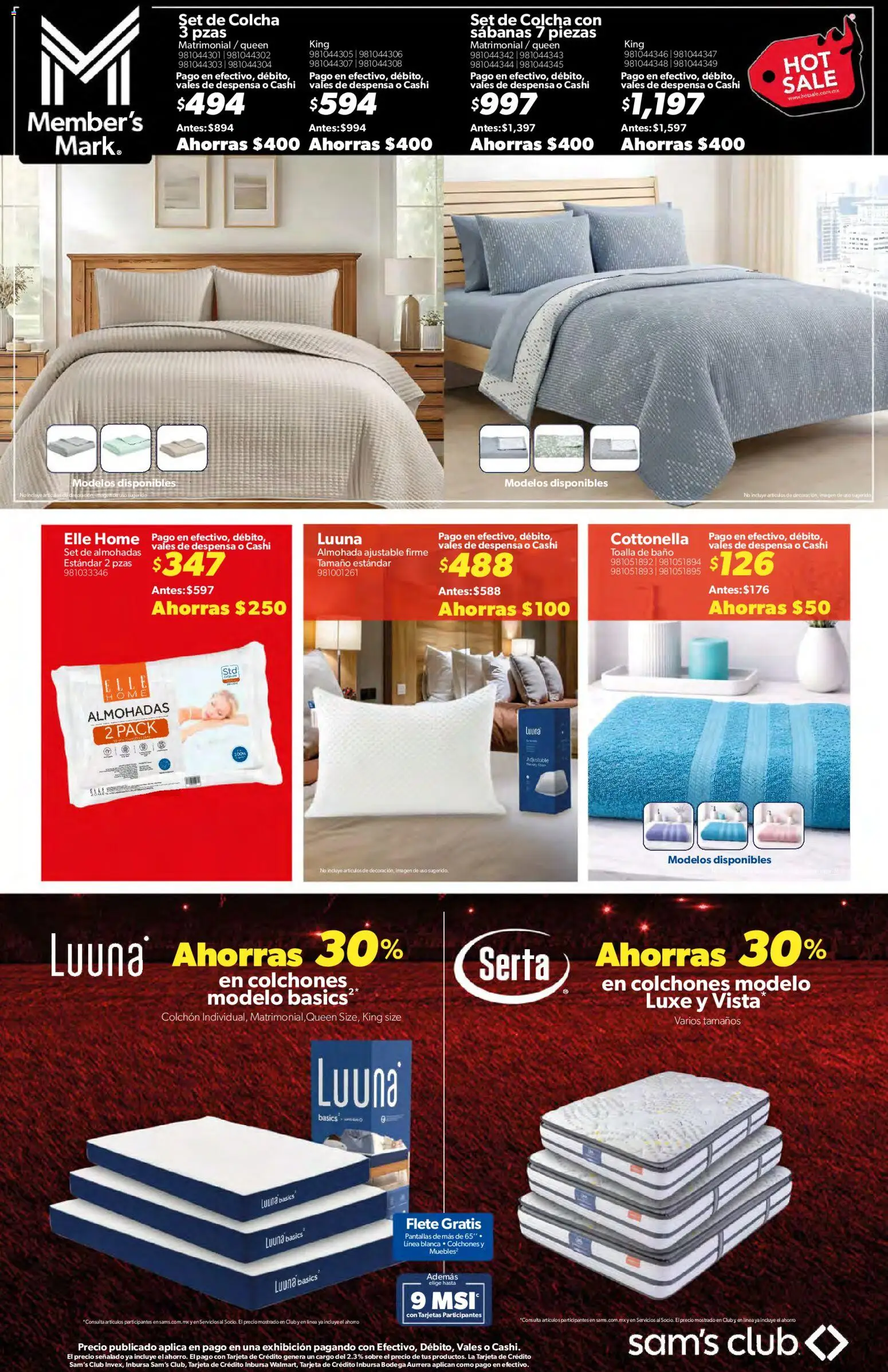 Nuevas ofertas de Sam's Club válidas en toda la República Mexicana desde el 25.05.2026. ¡Encuentra las mejores ofertas en Sam's Club Hot Sale! | Página: 18 | Productos: Pantallas, Almohada, Despensa, Sabanas